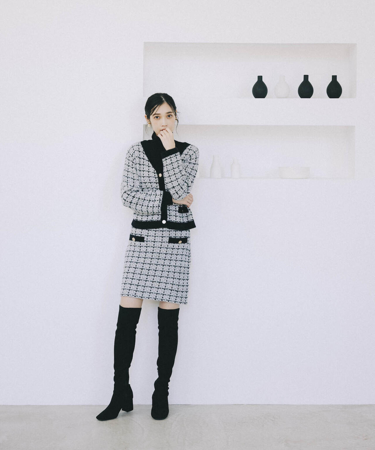 【美人百花11月号 宮田聡子さん着用商品】スクエアストレッチブーツ