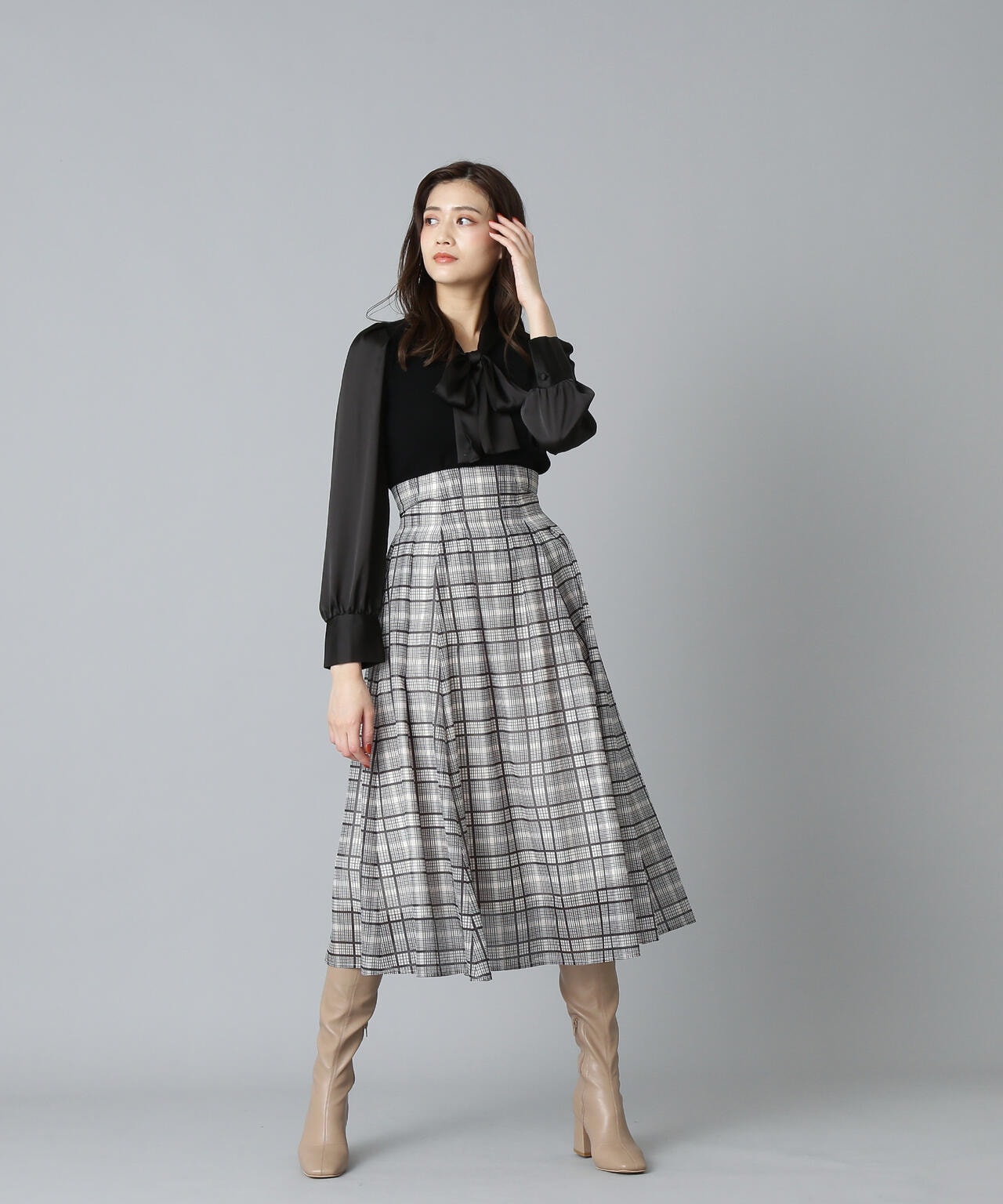 【美人百花11月号 宮田聡子さん着用商品】スクエアストレッチブーツ