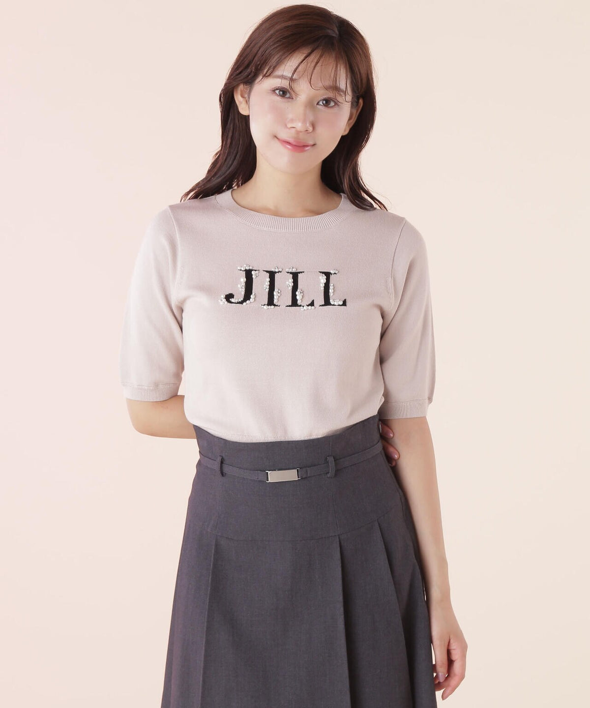半袖ロゴジャカードビジューニット | JILL by JILL STUART（ジル バイ  