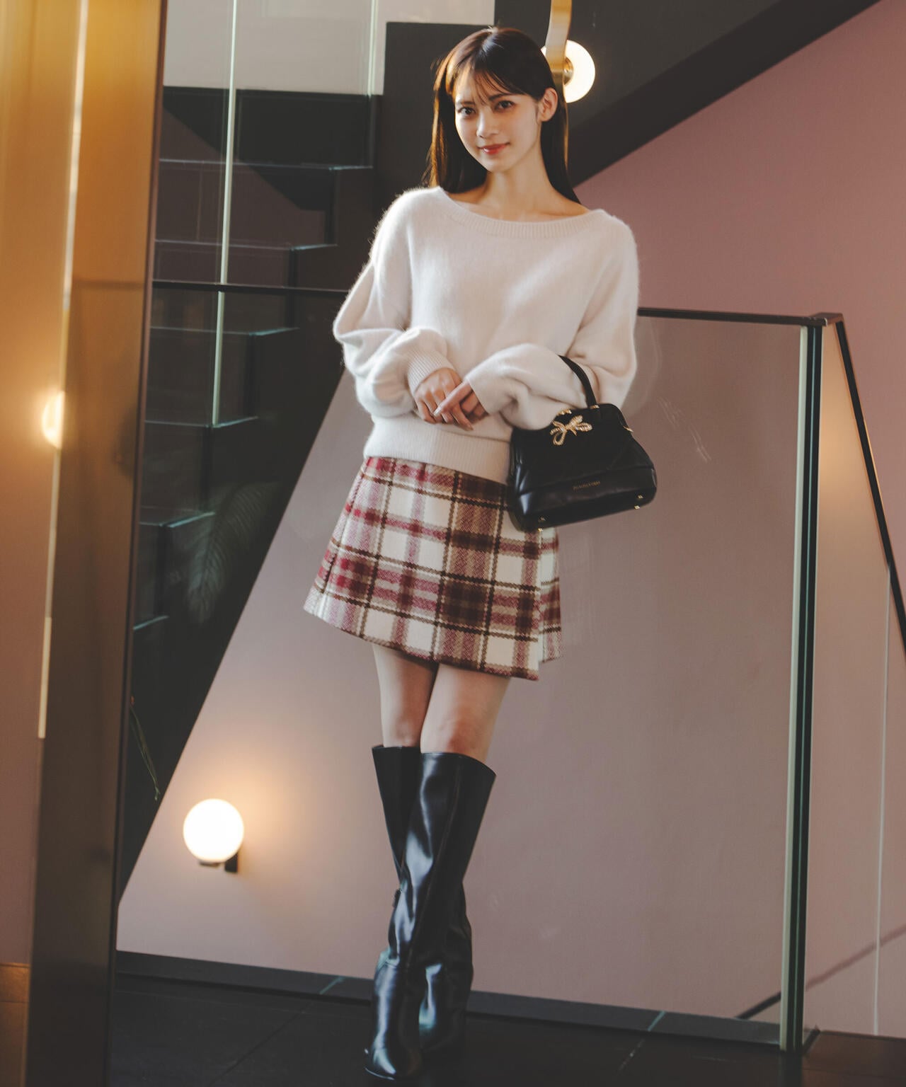 希少LIMI fue◆リミフゥ◆チェック柄が可愛い！変形ラップスカート 希少LIMI fue◇リミフゥ◇チェック柄が可愛い！変形ラップスカート