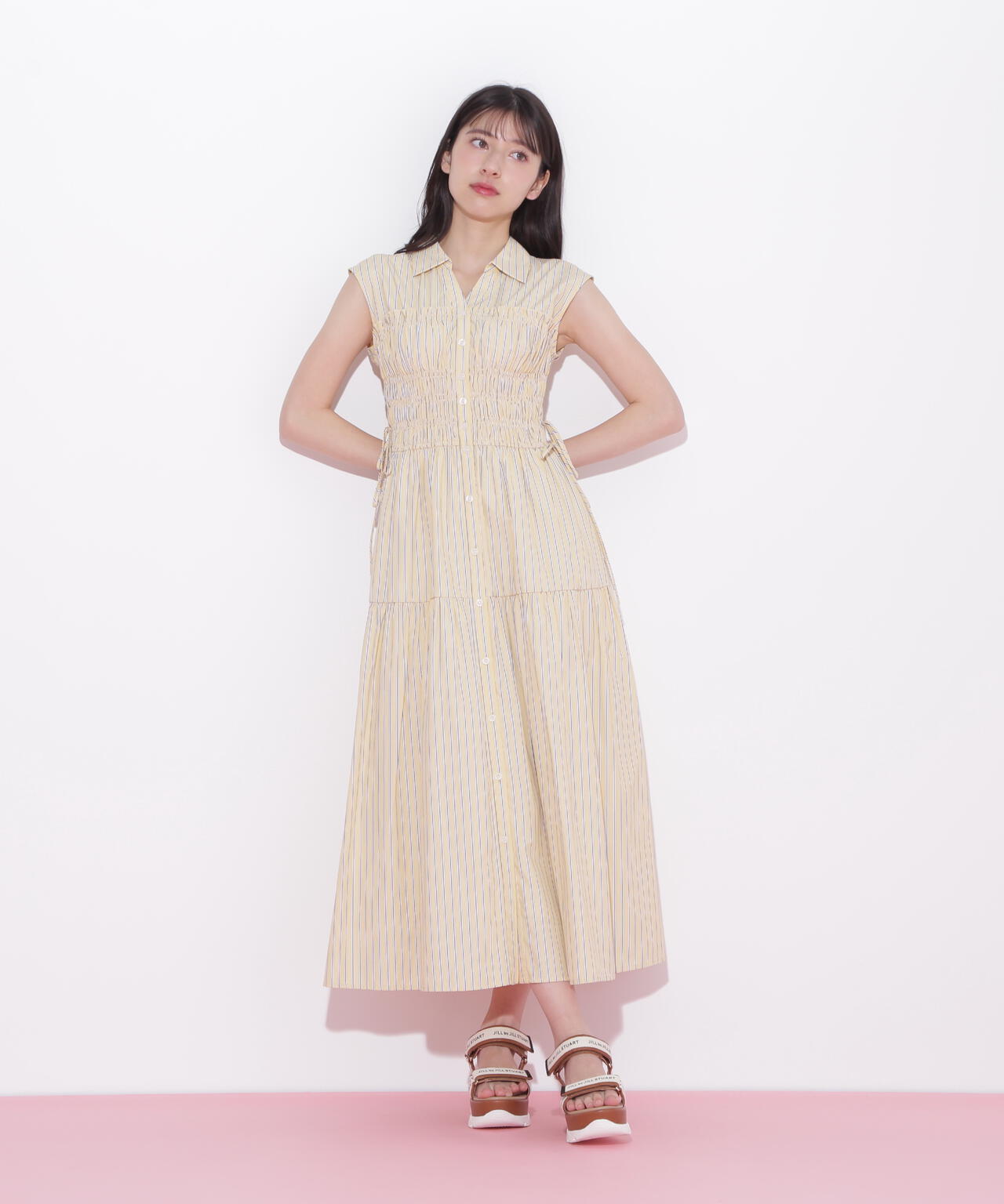 ウエストシャーリングストライプシャツワンピース | JILL by JILL