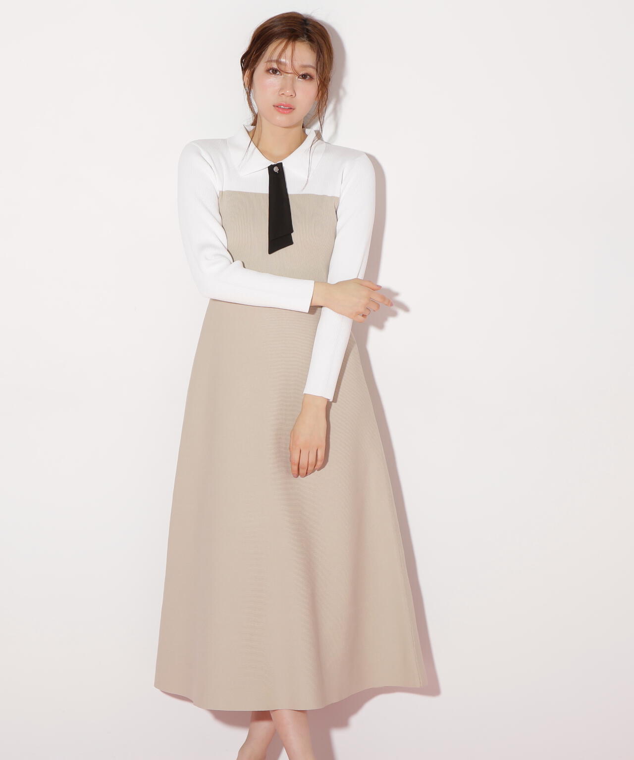 2wayタイ付ソウバリフレアワンピース