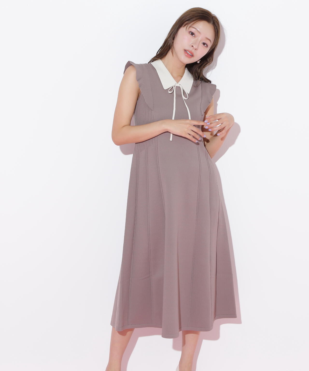 コルセットリブ襟付きニットワンピース | JILL by JILL STUART