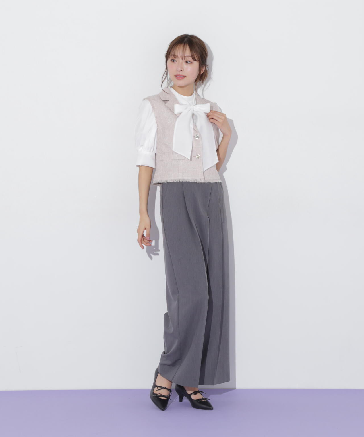 グラデーションシルバーミンク　ショートジレ ショート丈テーラードジレ | JILL by JILL STUART（ジル バイ ジル