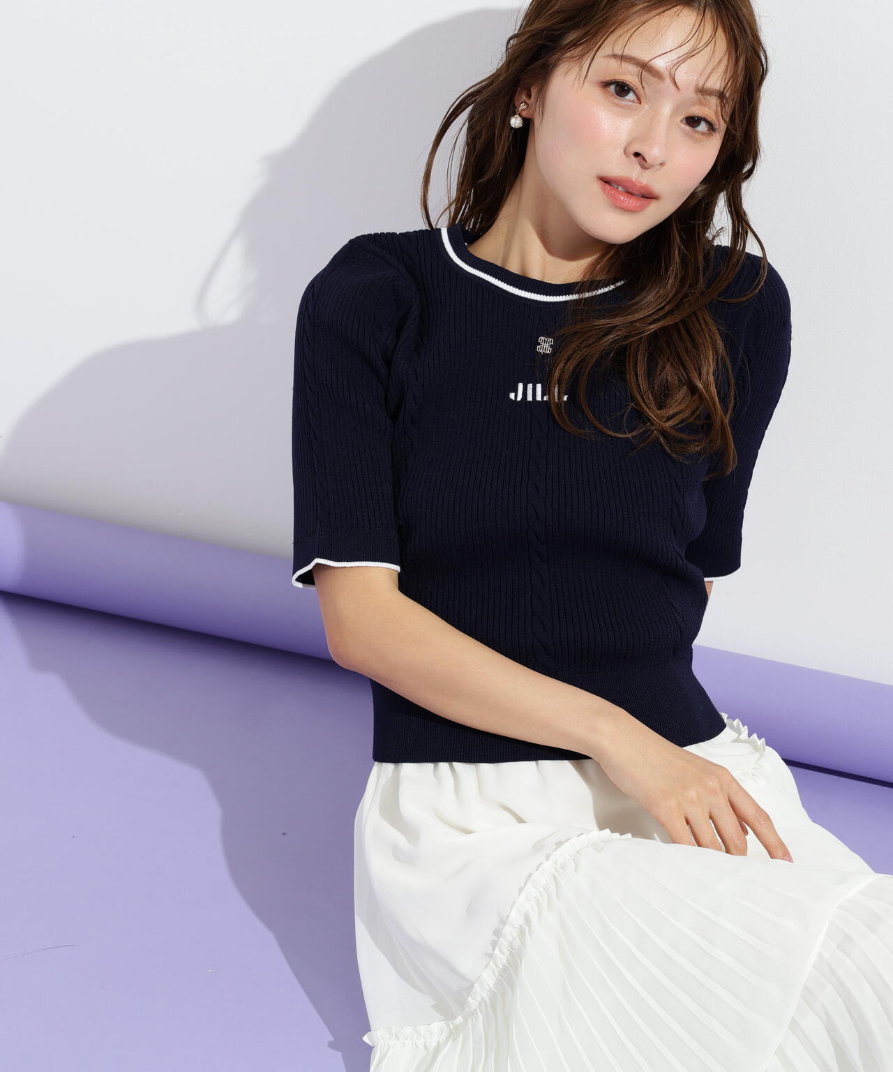 半袖ジャガードニット