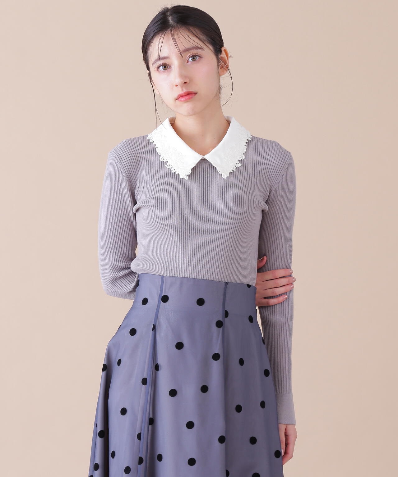 衿付きリブニット | JILL by JILL STUART（ジル バイ ジル