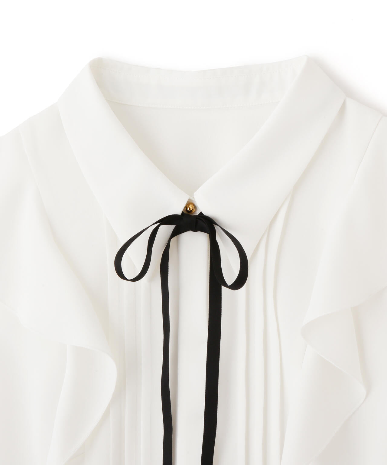 リボン付きピンタックノースリーブブラウス