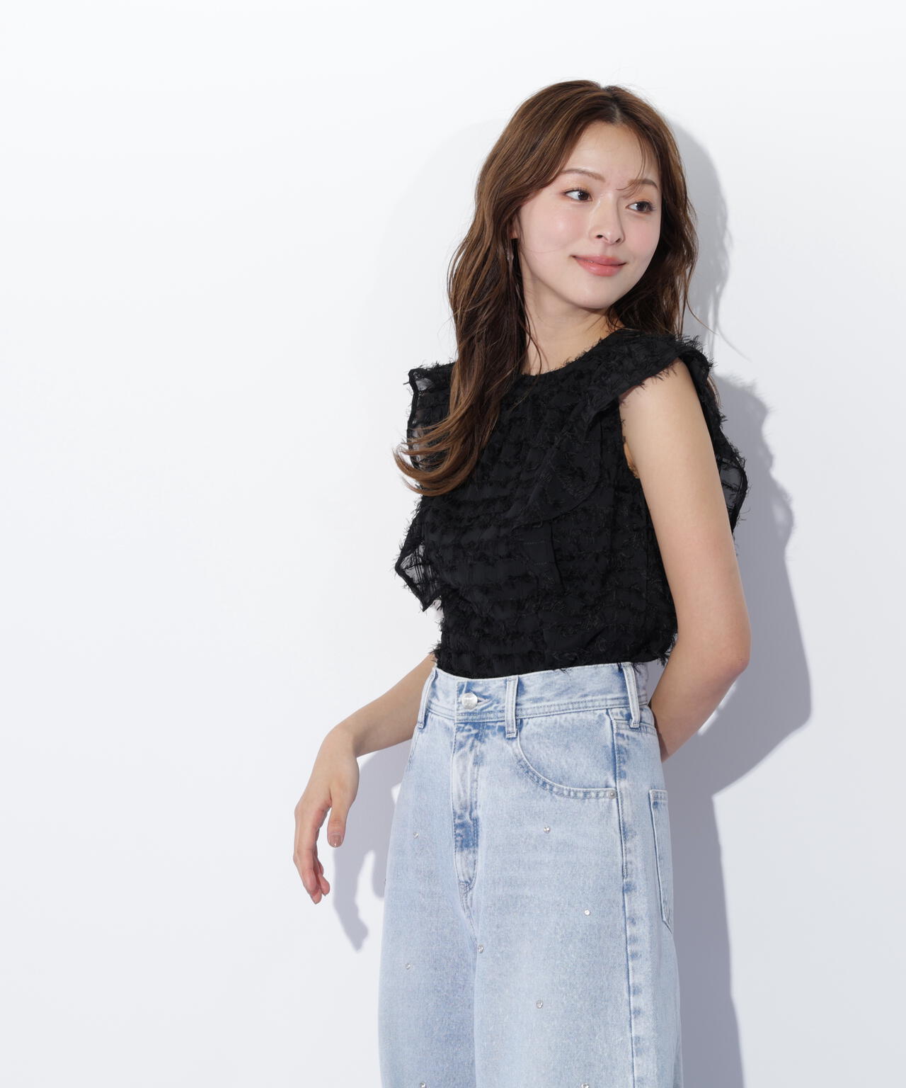 フェザーチェックブラウス