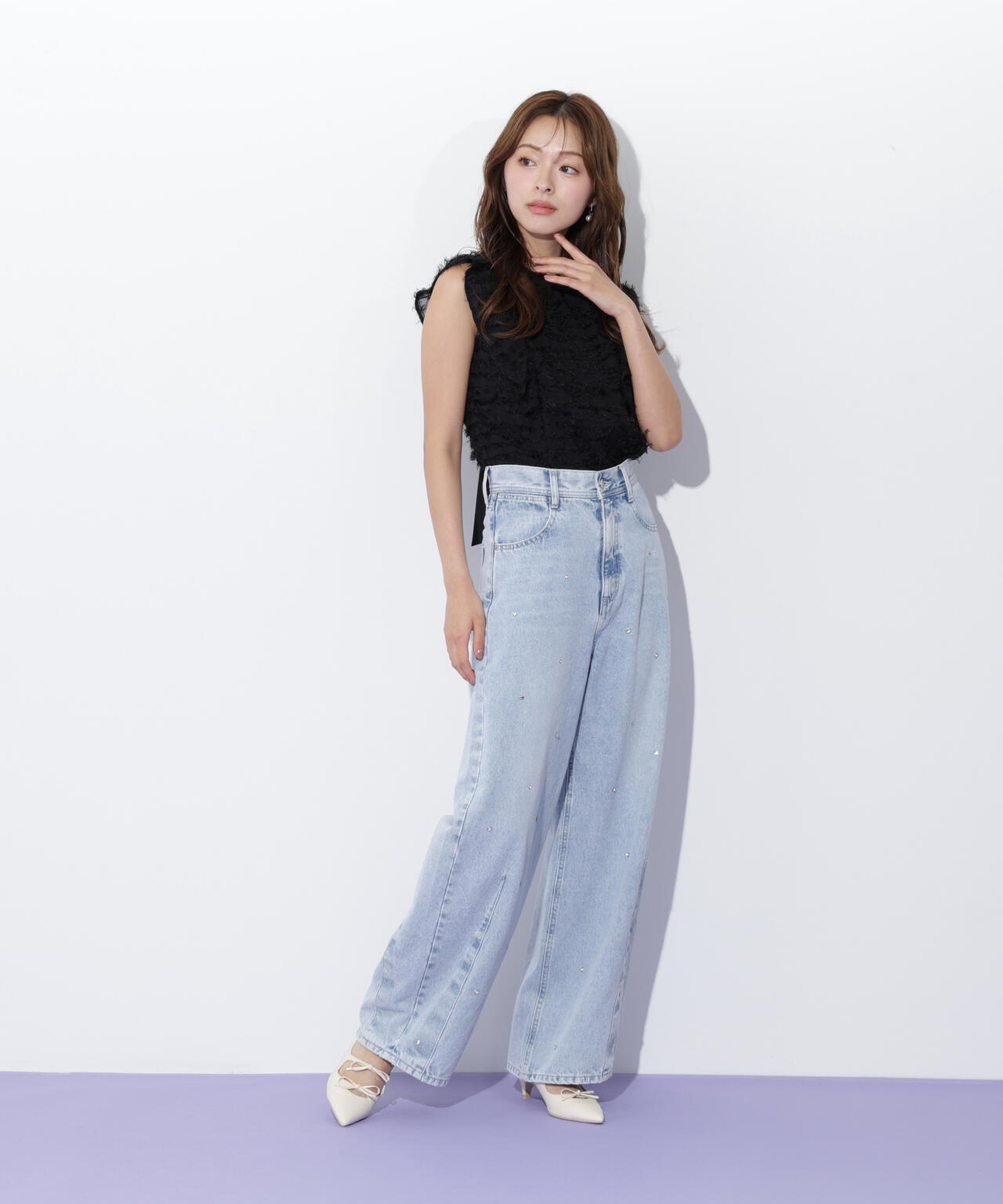 フェザーチェックブラウス