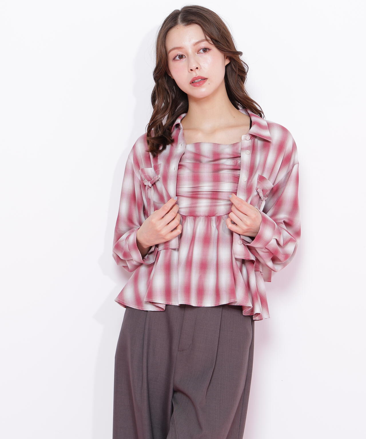 【超短期間出品】【25ss】Atlast&co オンブレチェック　15 オンブレーチェック短丈シャツ | JILL by JILL STUART（ジル バイ ジル