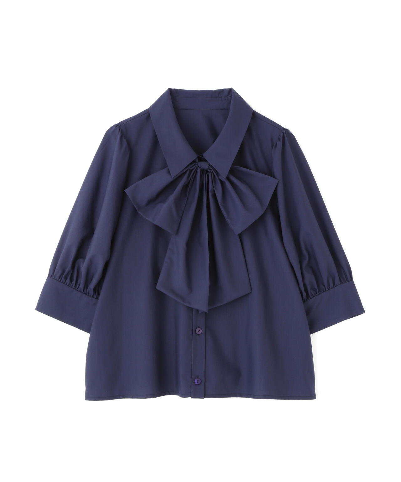 SHE Tokyo シートーキョー ボウタイ リボン ブラウス ネイビー SHE Tokyo シートーキョー ボウタイ リボン ブラウス ネイビー