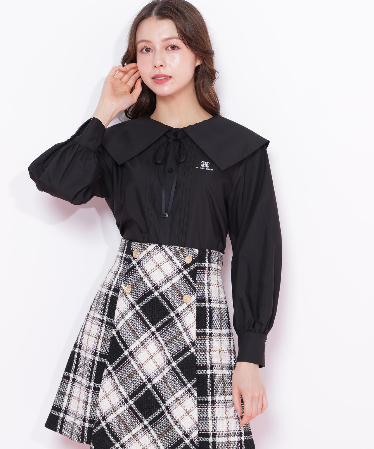 ビッグカラー短丈ブラウス