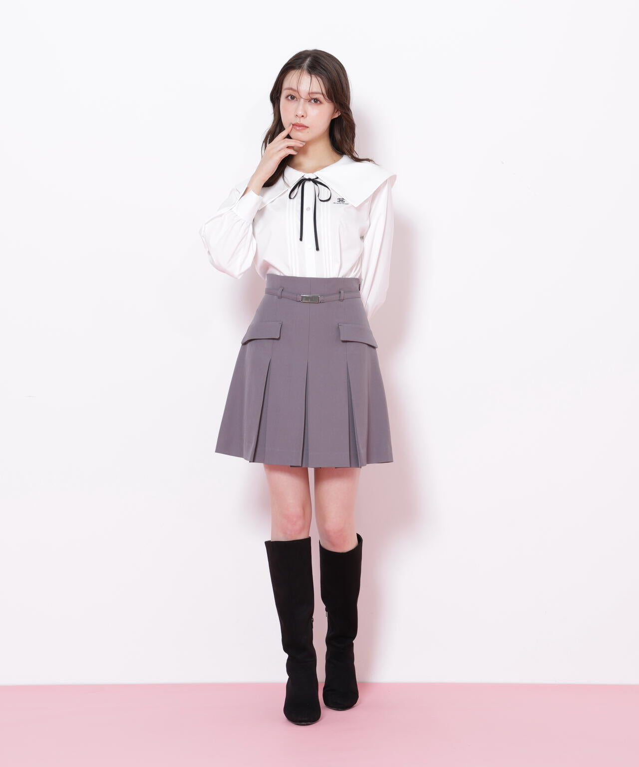 ビッグカラー短丈ブラウス