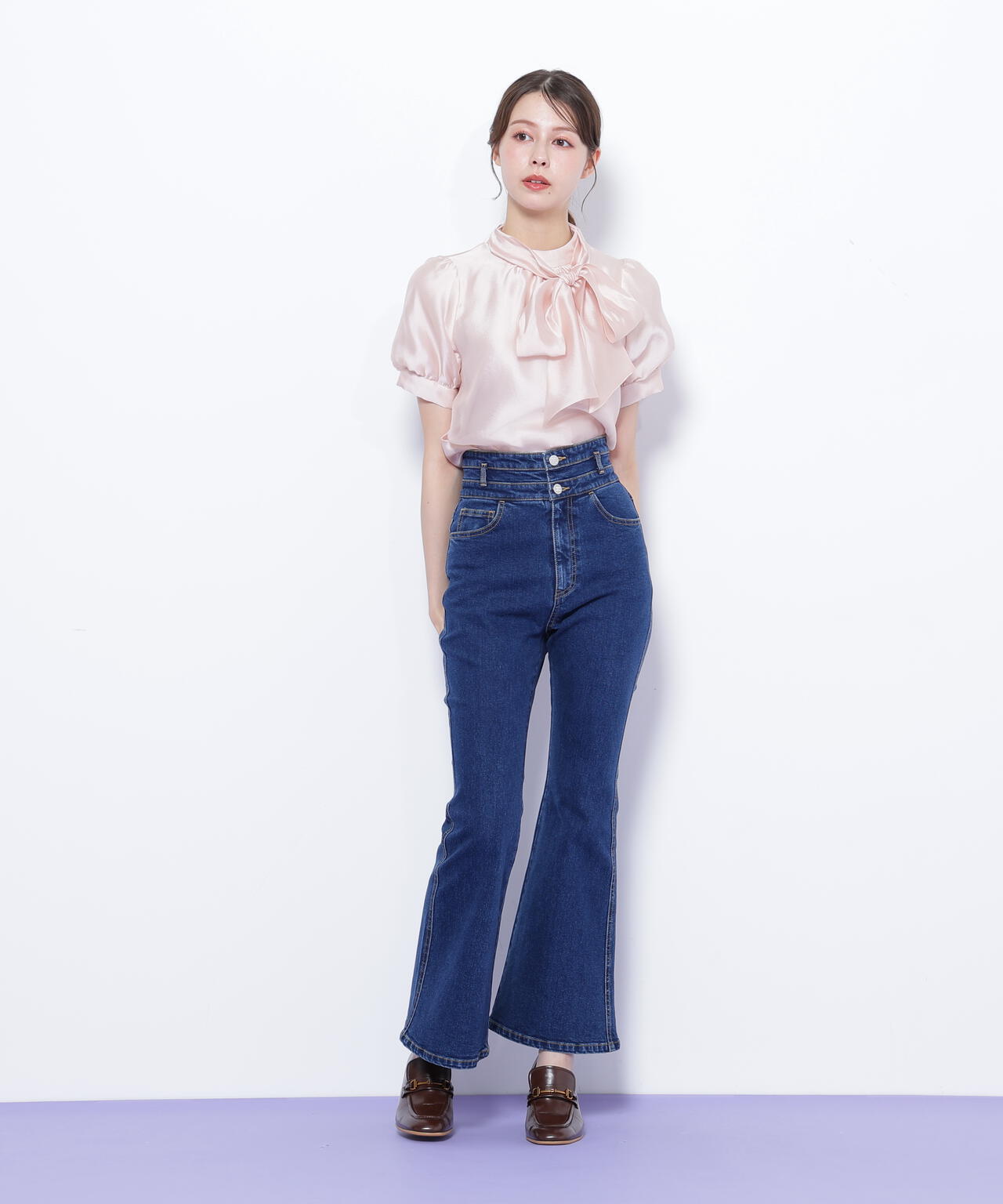 バルーンスリーブボウタイブラウス