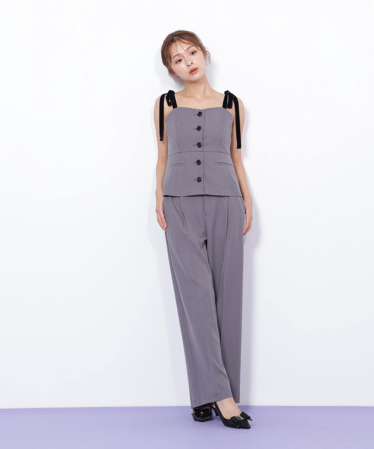 ジル バイ ジル スチュアート（JILL by JILL STUART）/＜セットアップ対応＞ベーシックツイルベロアリボンビスチェ セットアップ対応＞ベーシックツイルベロアリボンビスチェ | JILL by