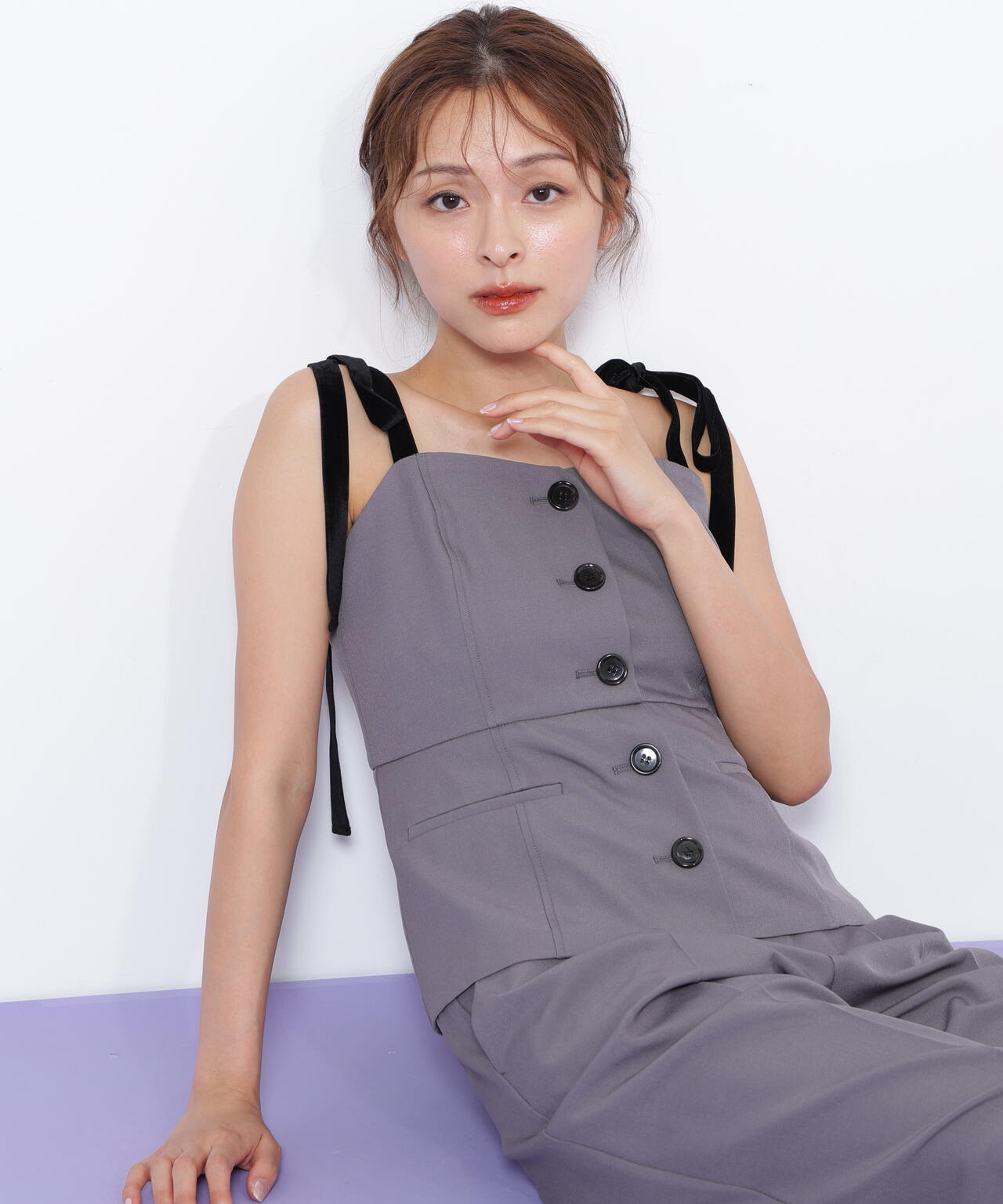 セットアップ対応＞ベーシックツイルベロアリボンビスチェ | JILL by