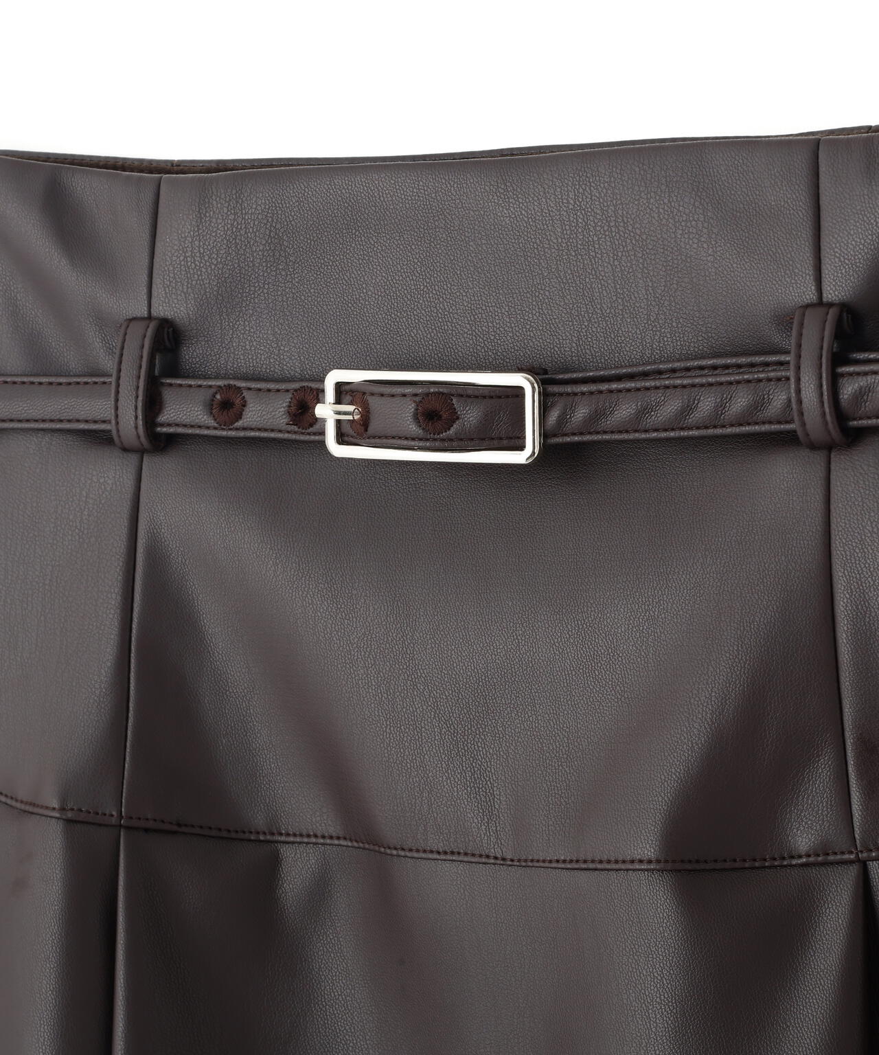 フェイクレザープリーツミニスカート