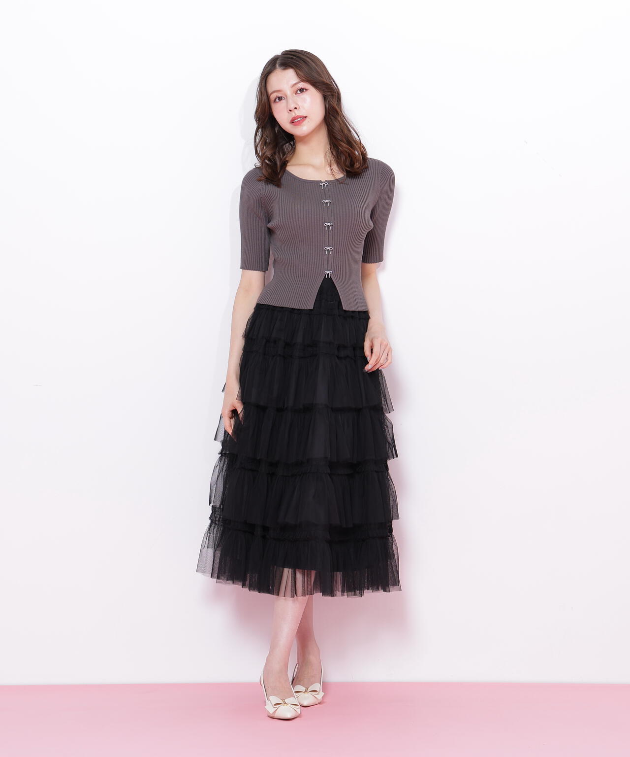 フリルテープティアードスカート