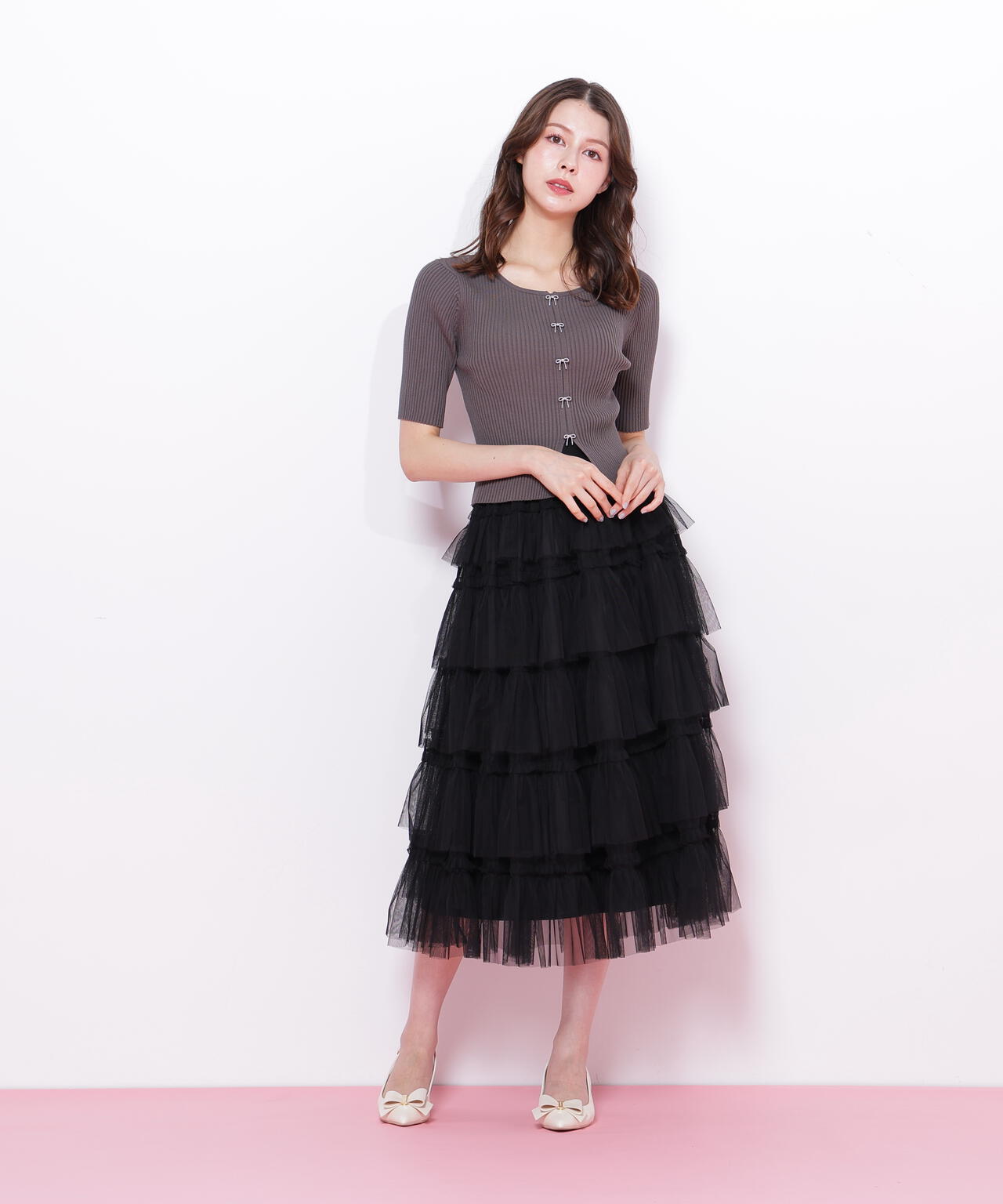 フリルテープティアードスカート