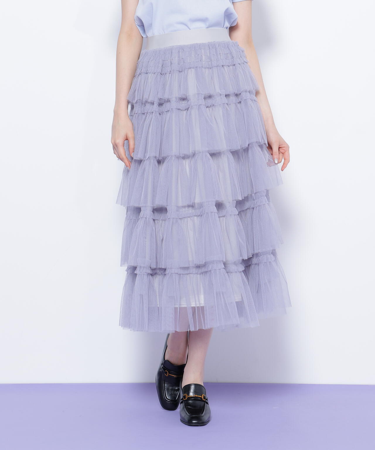フリルテープティアードスカート