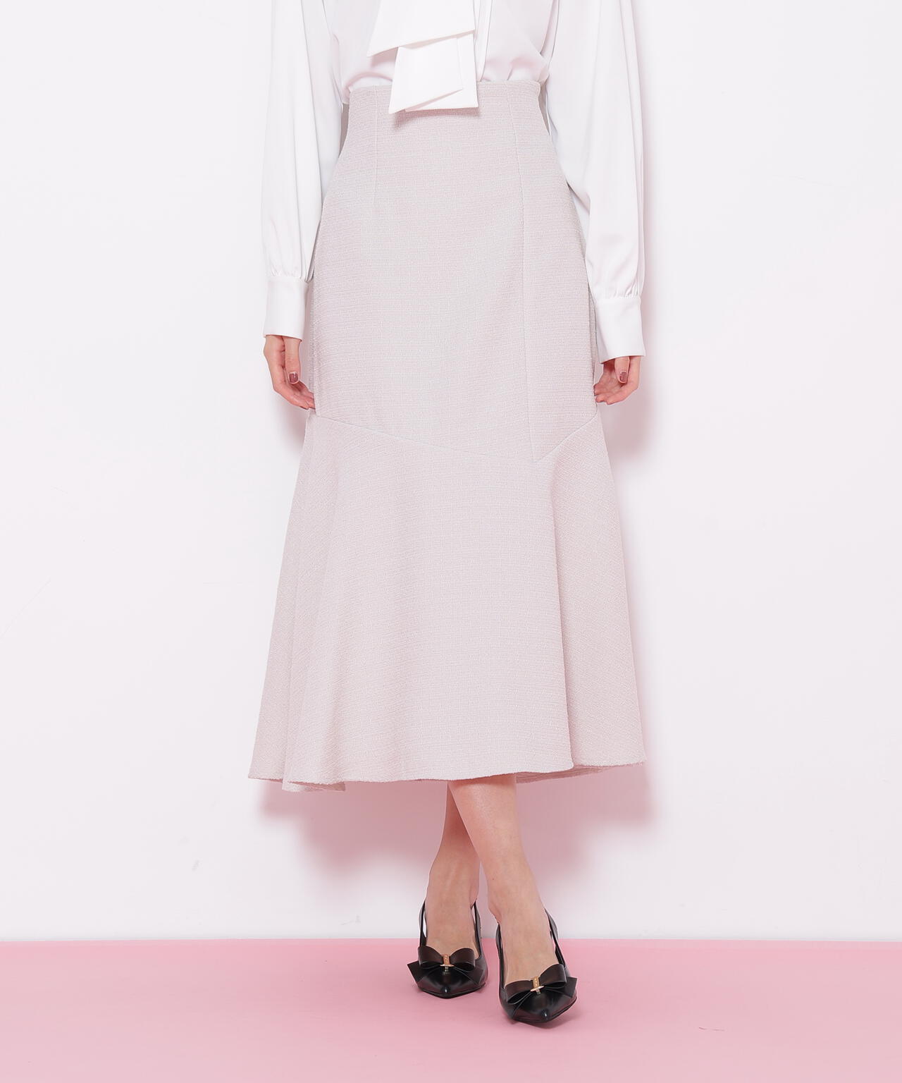 25h19 新品 ロシャス プリーツスカート フレアスカート シルクスカート M シアーチェックフレアスカート [M3368] - レディース