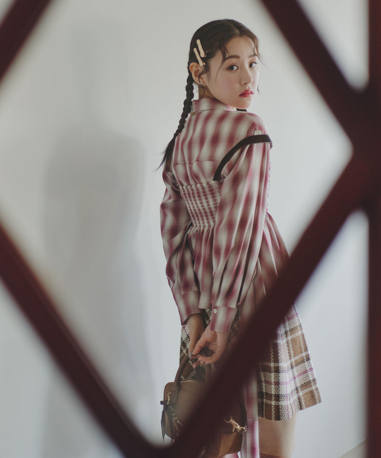 ループヤーンチェックミニスカート