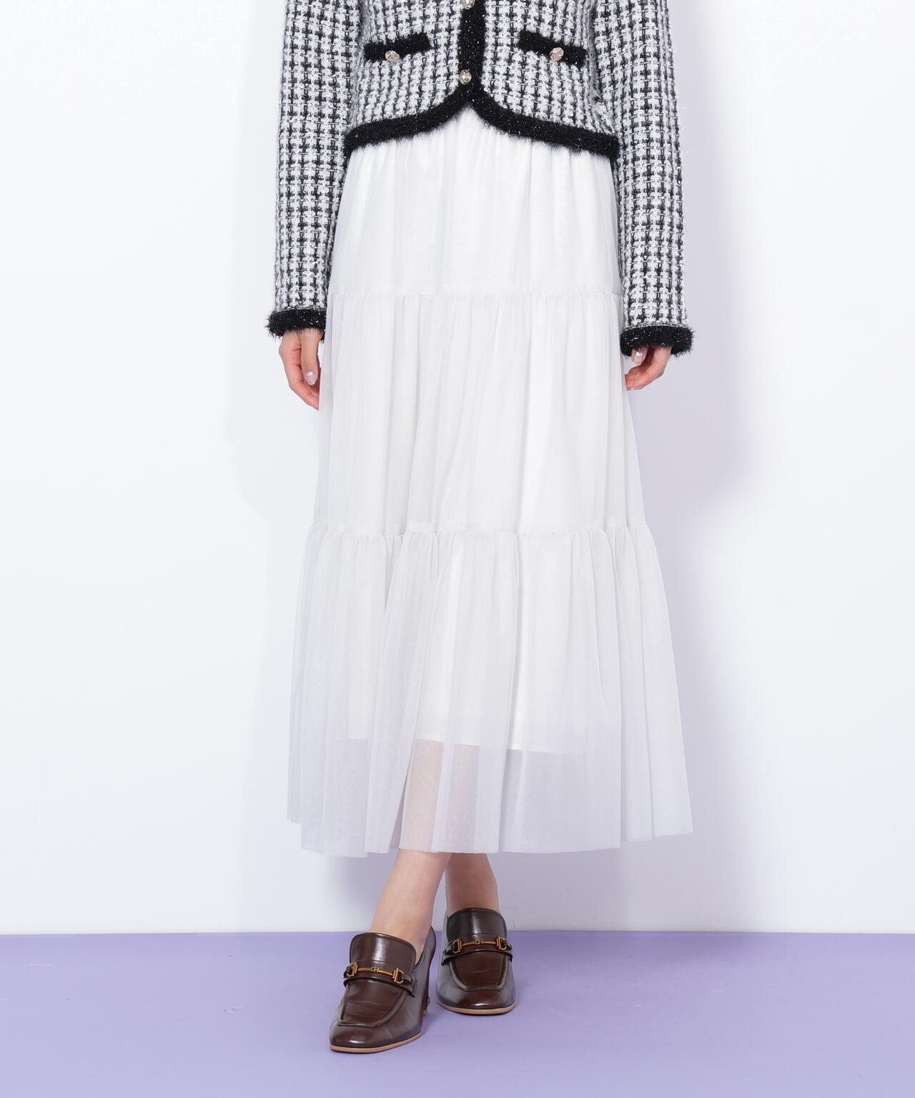 すぐ届く 可愛い[JILL by JILL]ラメチュール ティアードスカート ラメチュールティアードスカート | JILL by JILL STUART（ジル