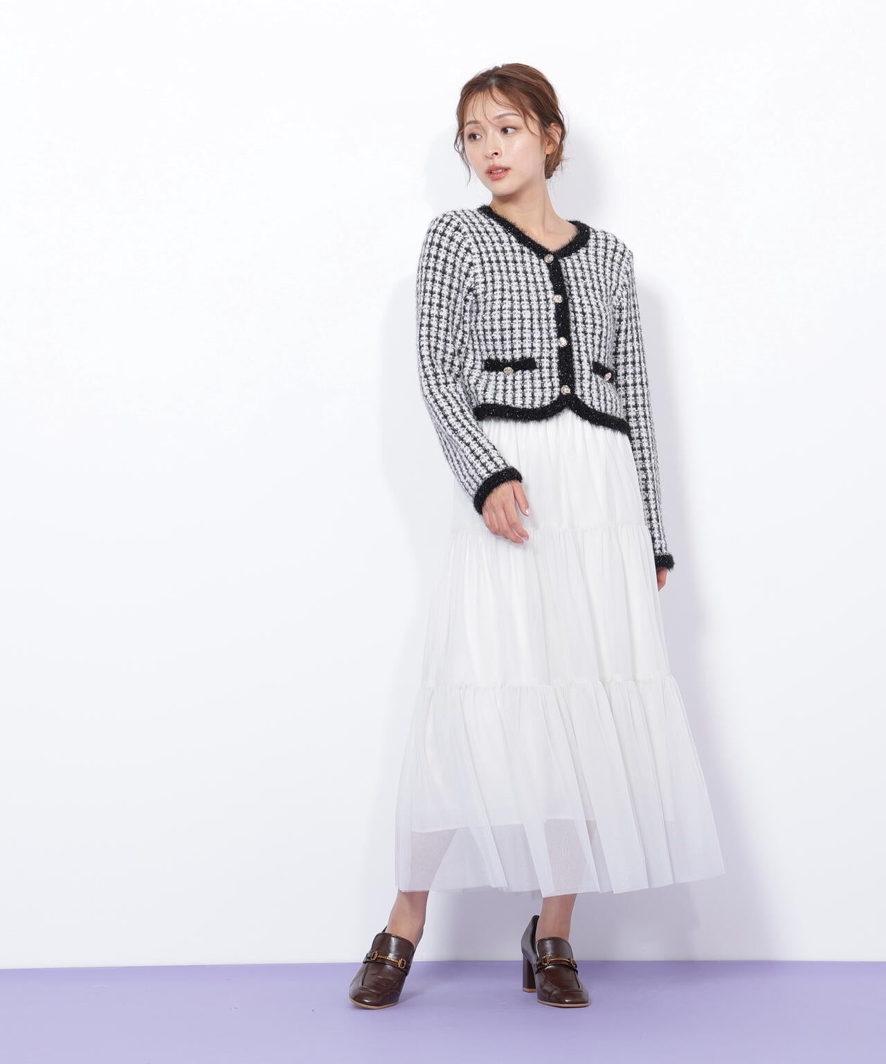 ハンドメイド ！ジプシースカート セット シルバーと紺 アニマル調ドット柄ジャージースカート/洗える(ミモレ丈スカート