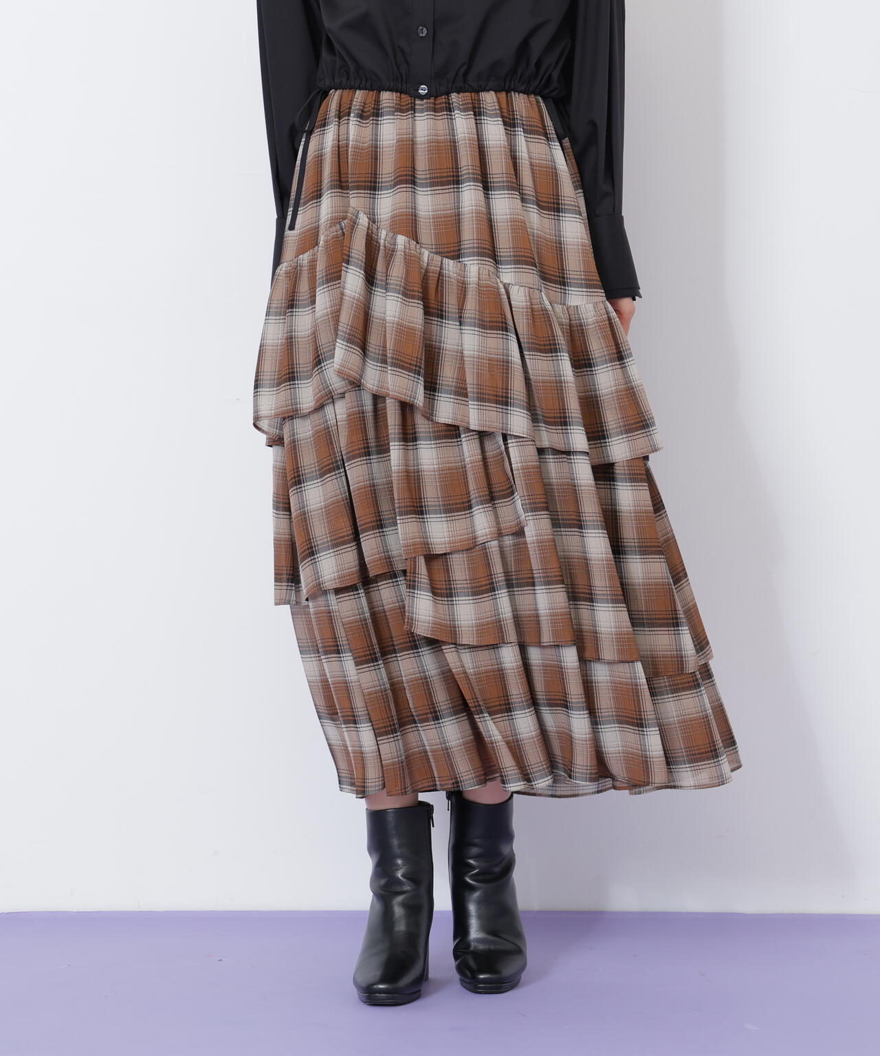 アシメティアードスカート