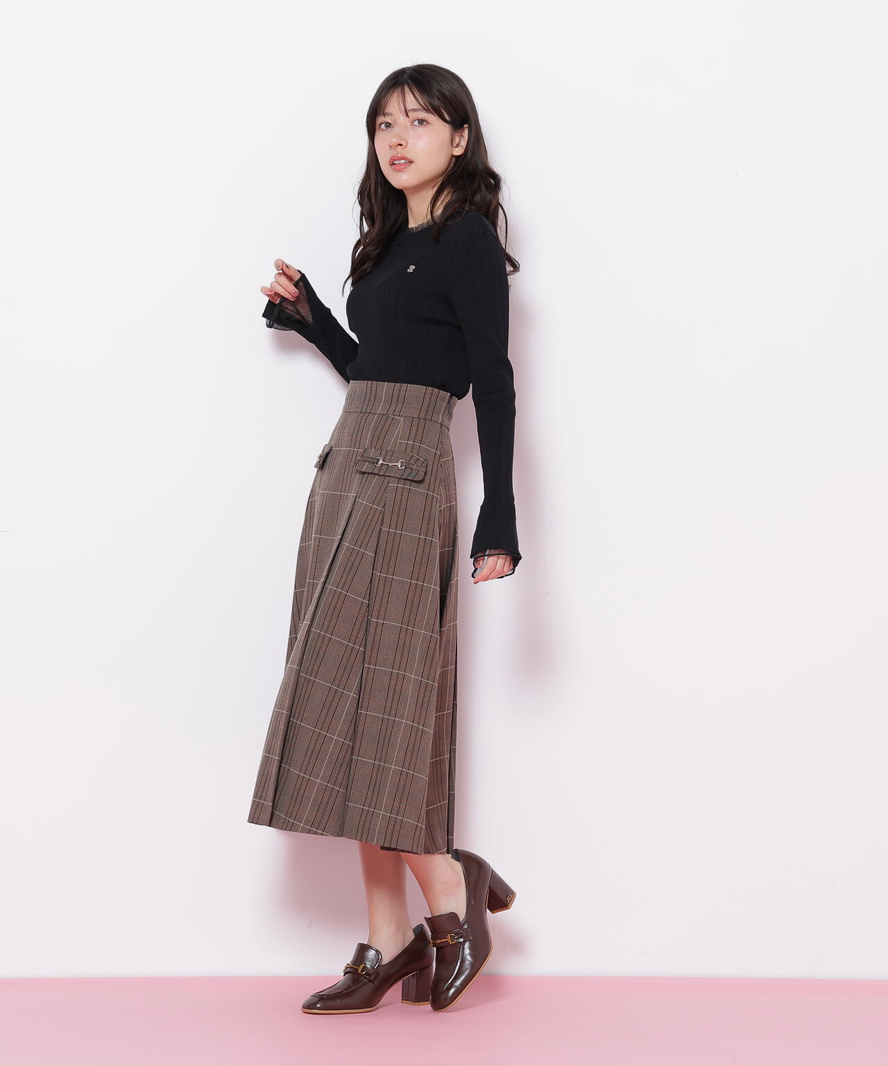 ウーリッシュフラノタックフレアスカート