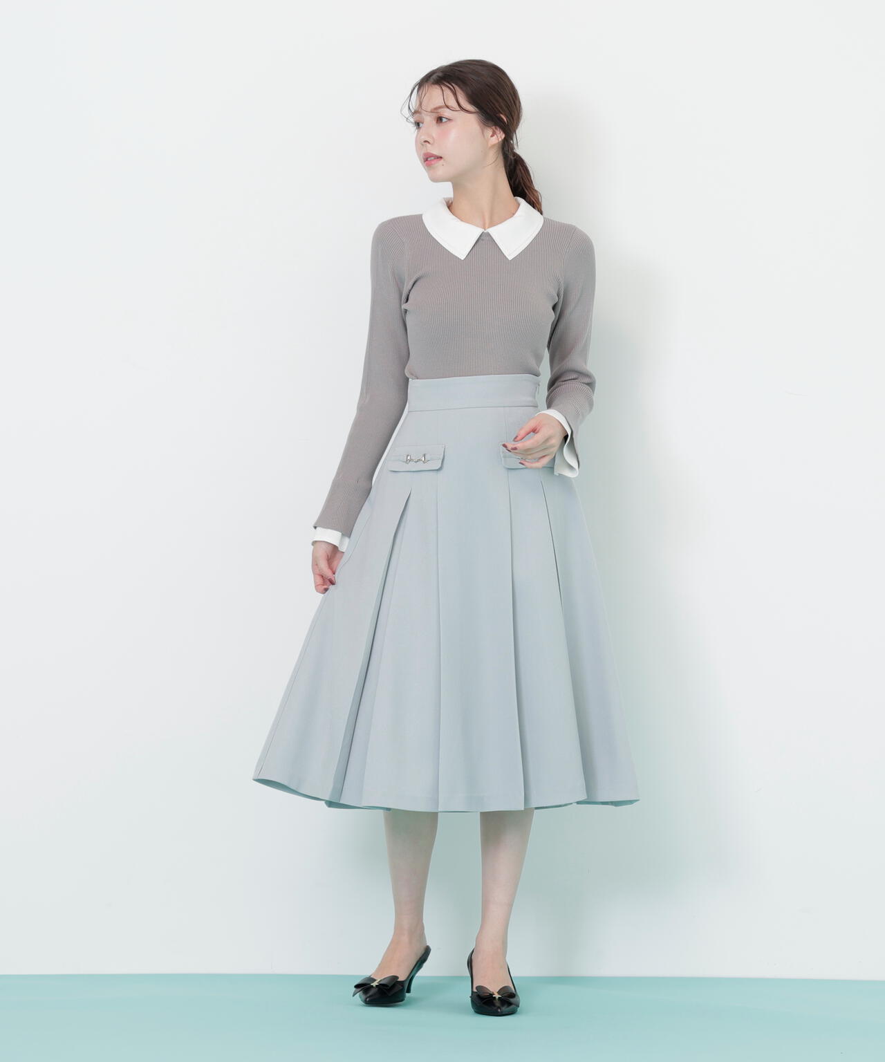 ウーリッシュフラノタックフレアスカート