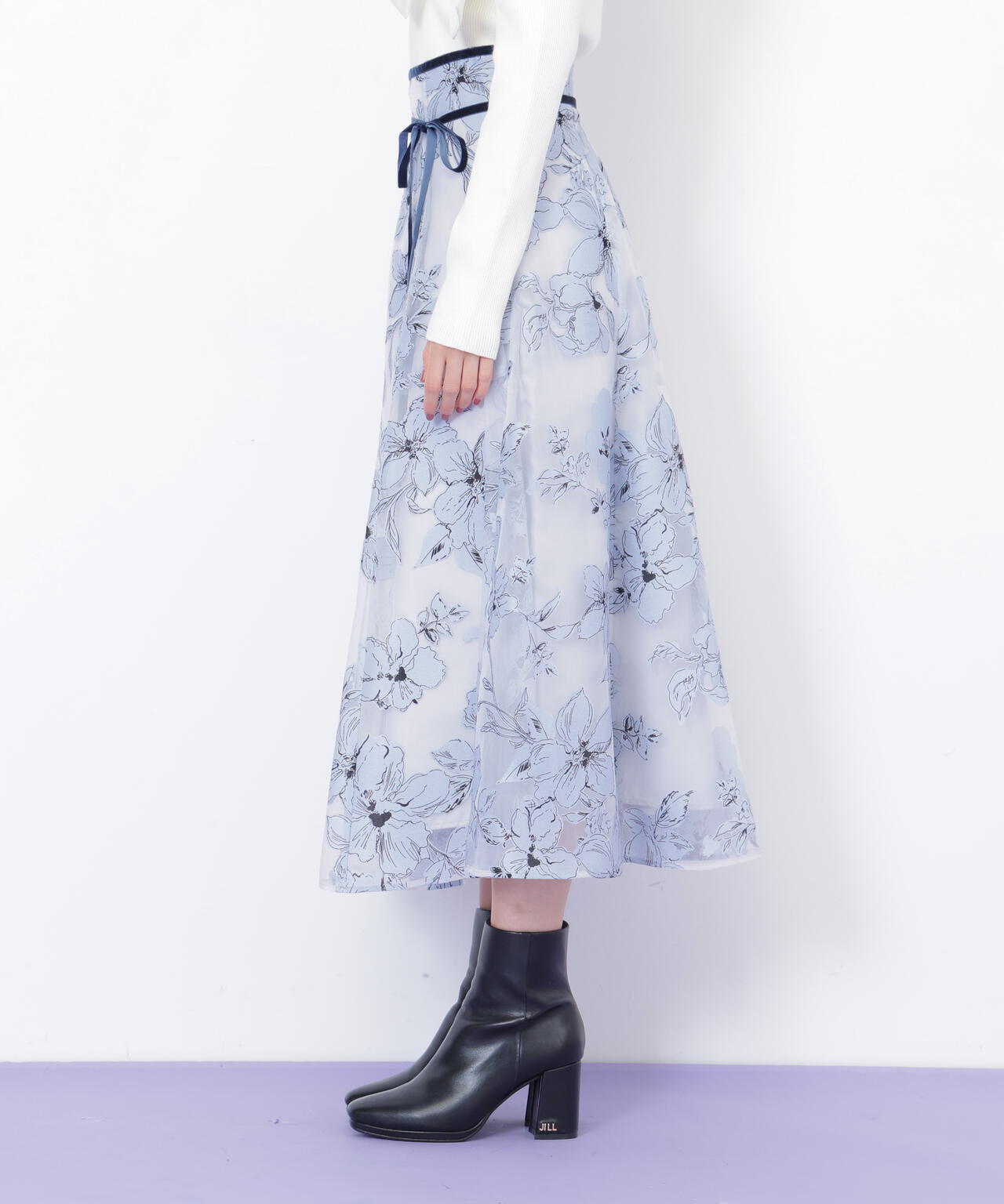 ベロアリボンオパールフラワースカート