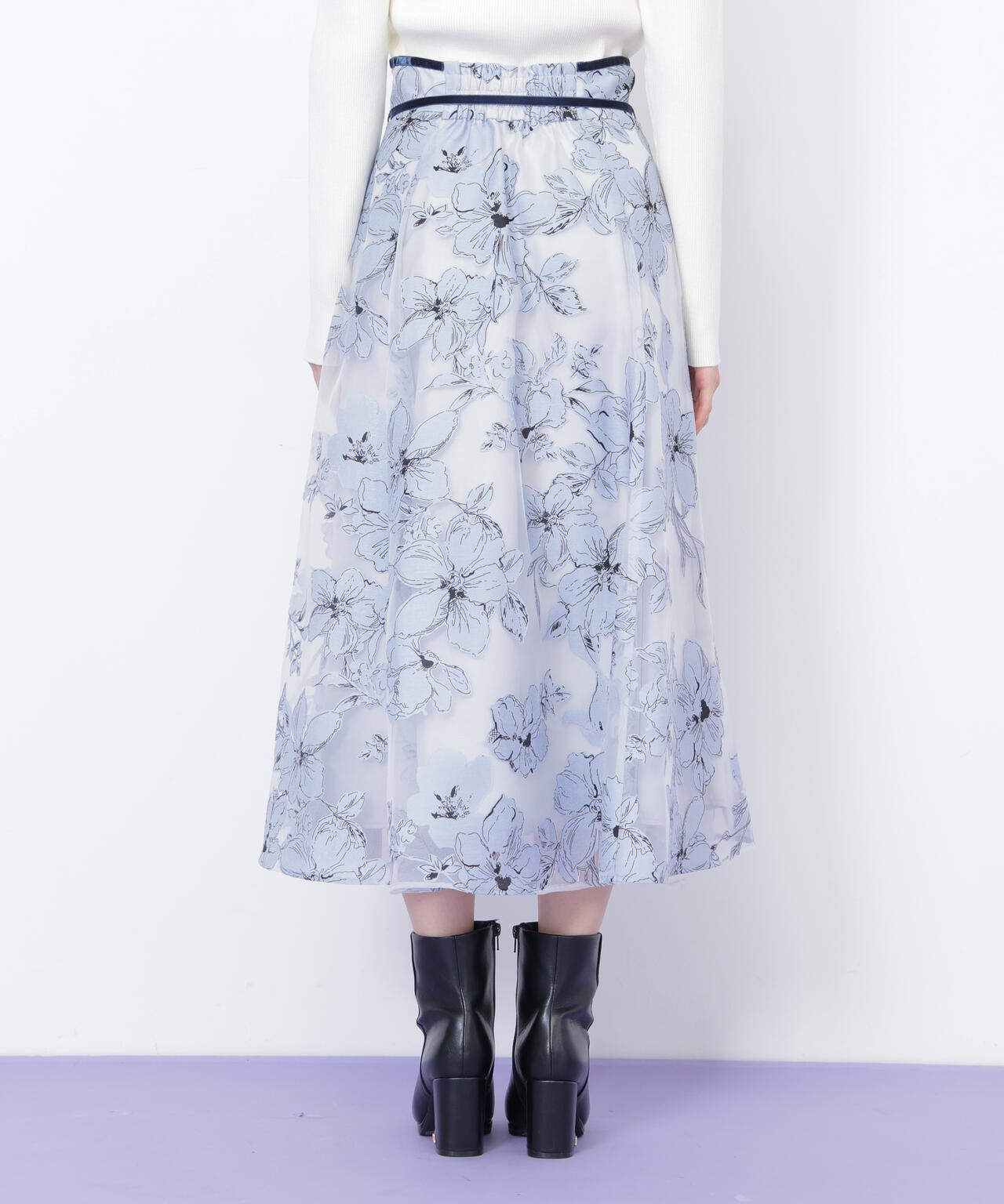 ベロアリボンオパールフラワースカート