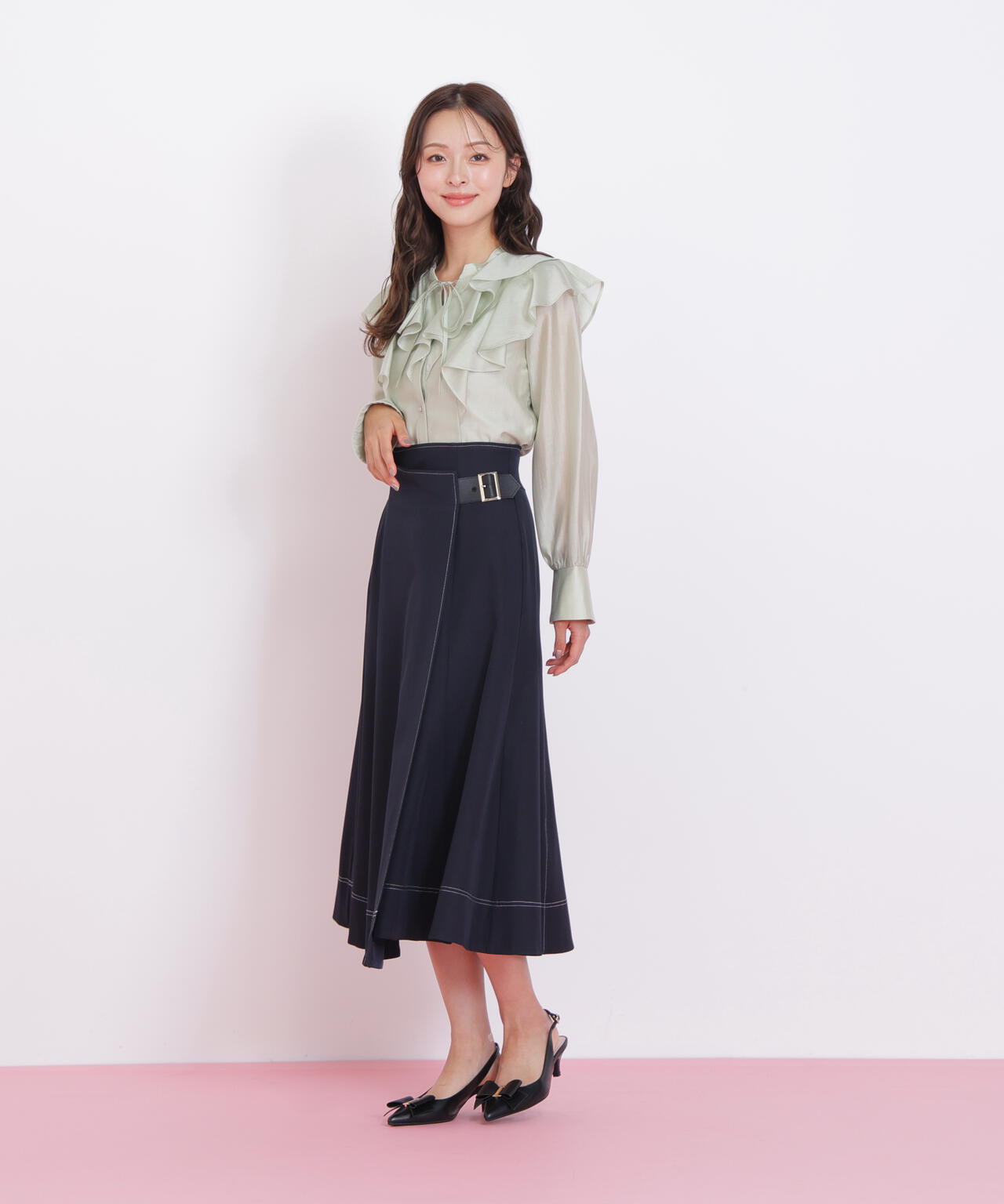 ジル バイ ジル スチュアート（JILL by JILL STUART）/ラップフレアステッチスカート ラップフレアステッチスカート | JILL by JILL STUART（ジル バイ ジル