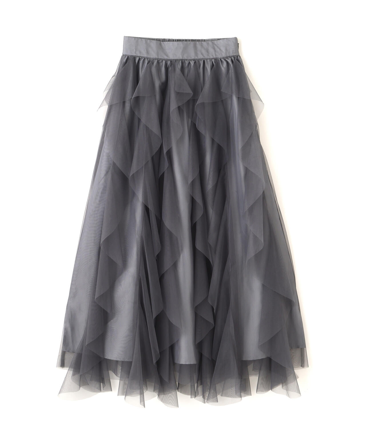 縦ラッフルチュールスカート