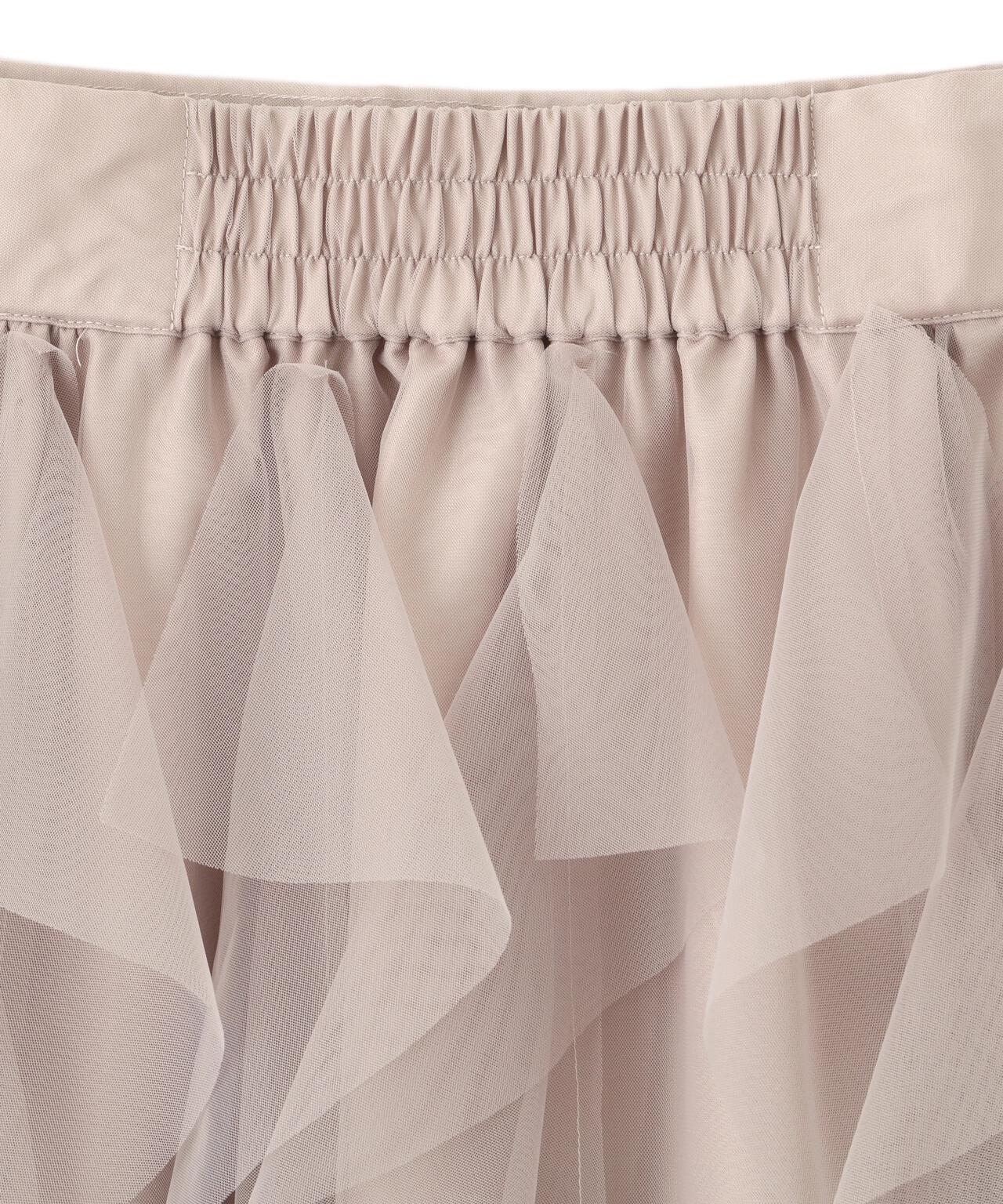 縦ラッフルチュールスカート