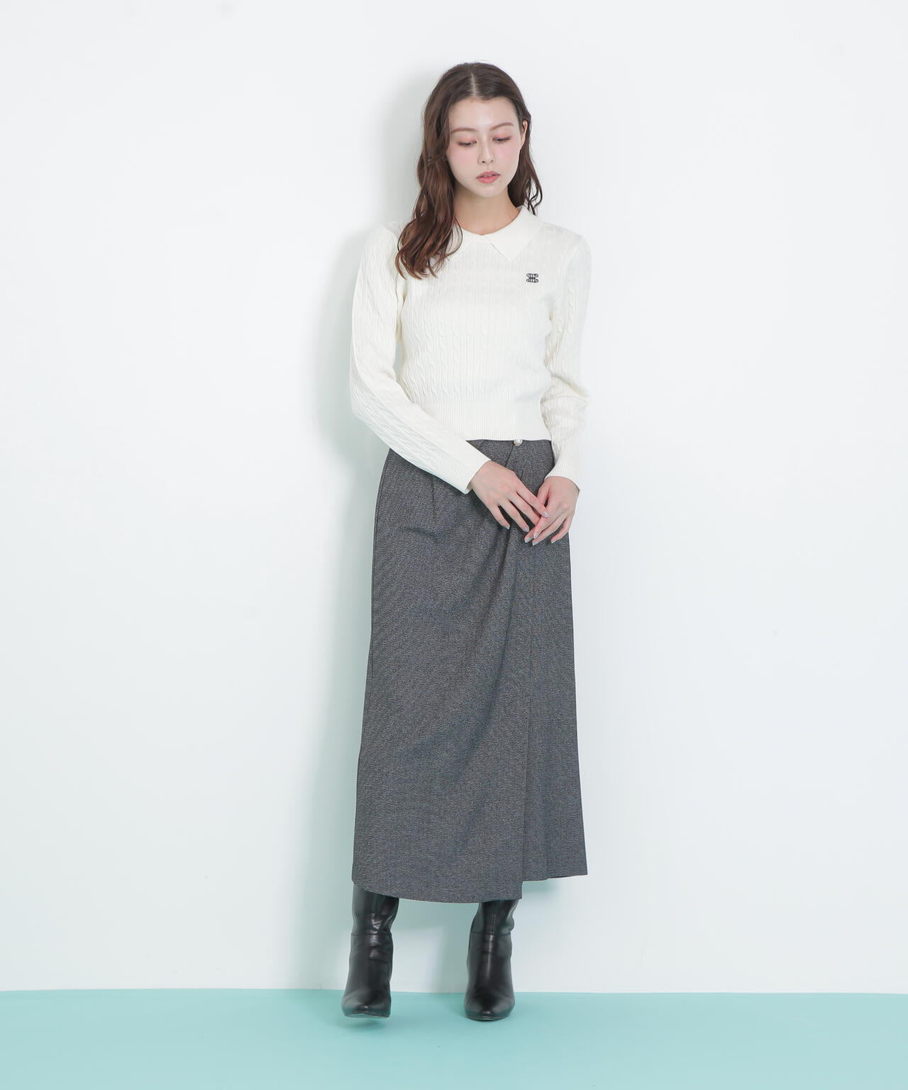 パール釦ラップタイトスカート