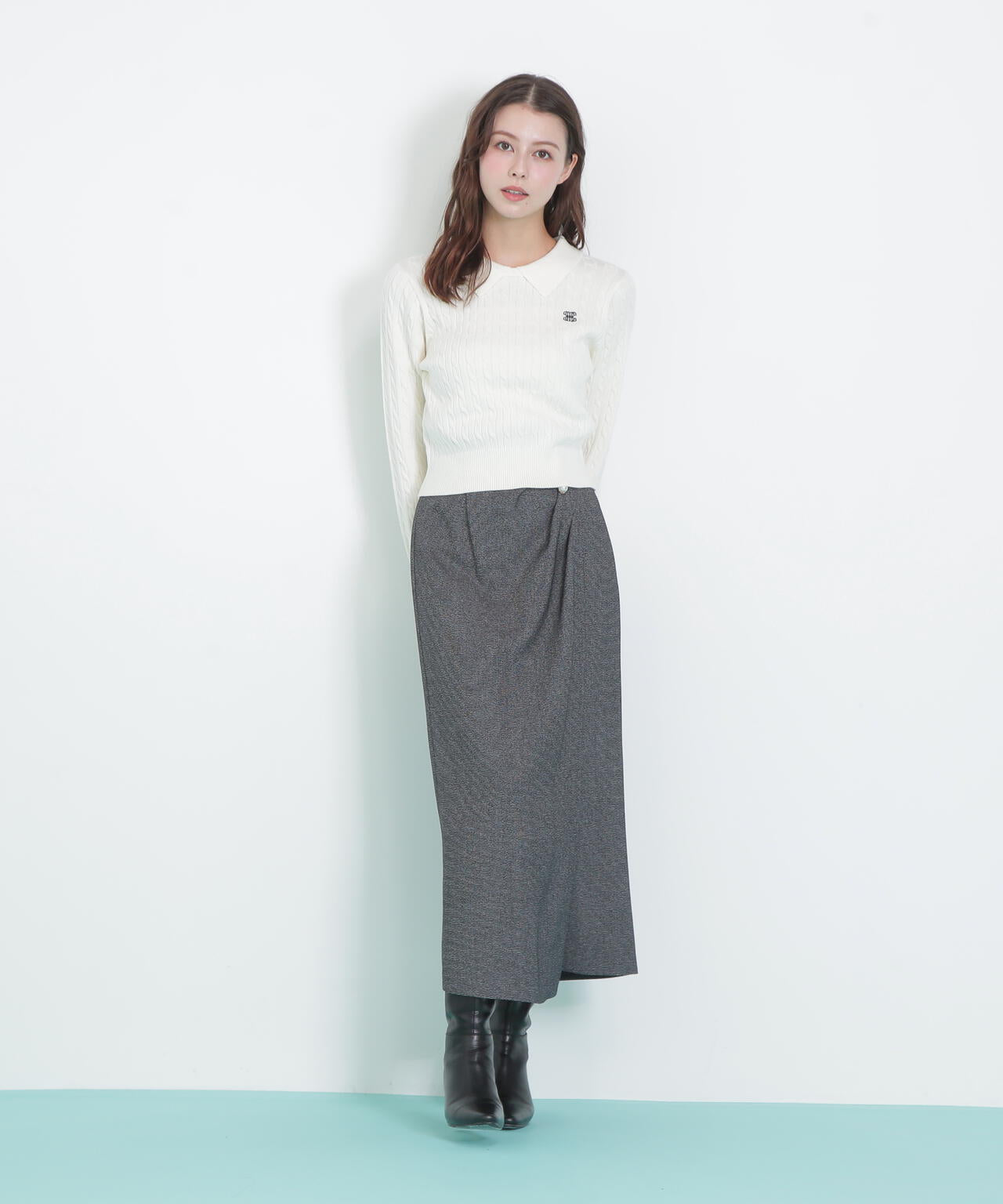 パール釦ラップタイトスカート