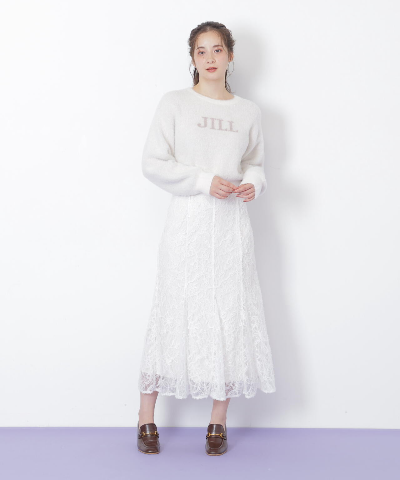 モール刺繍レースマーメイドスカート