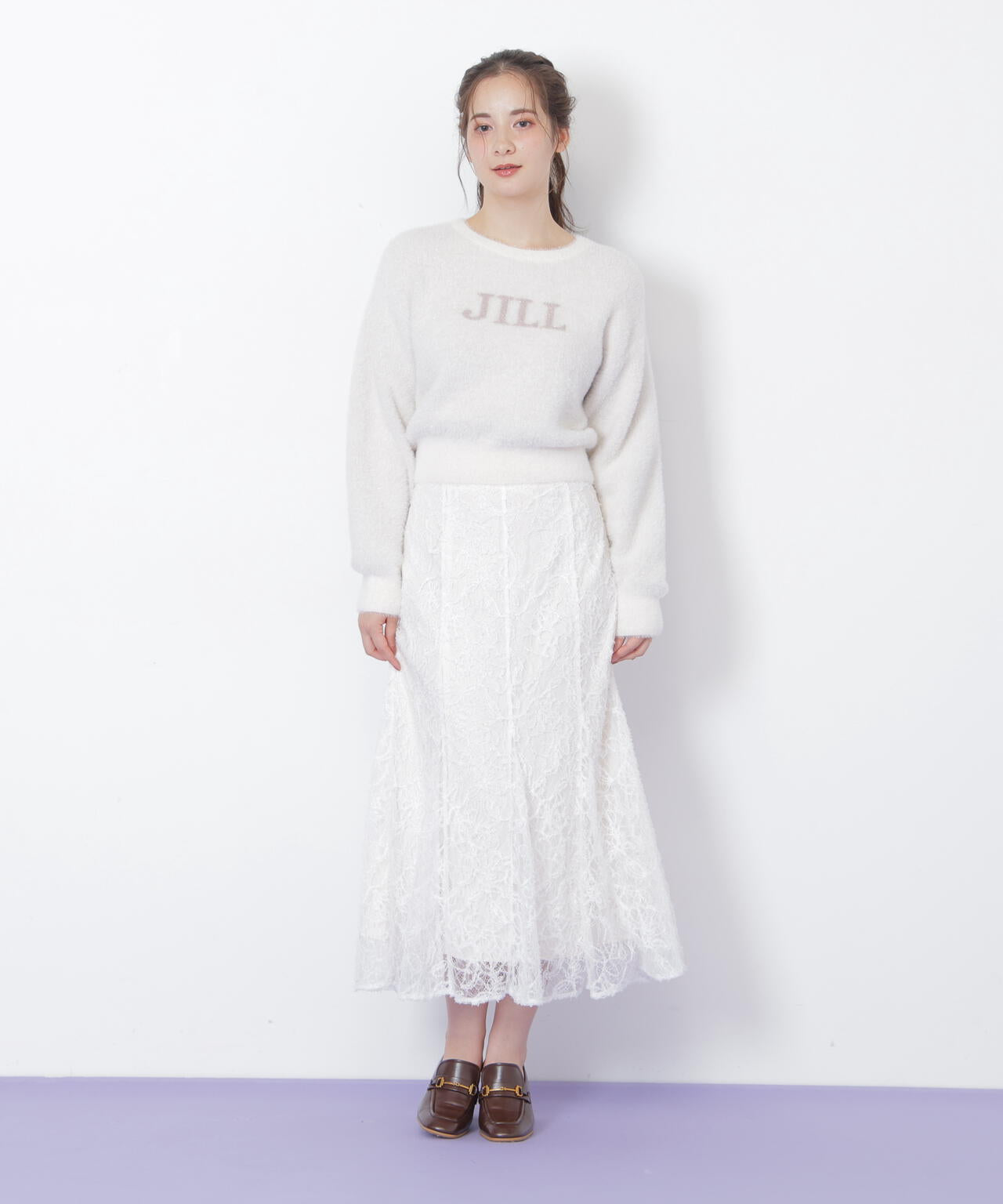 モール刺繍レースマーメイドスカート