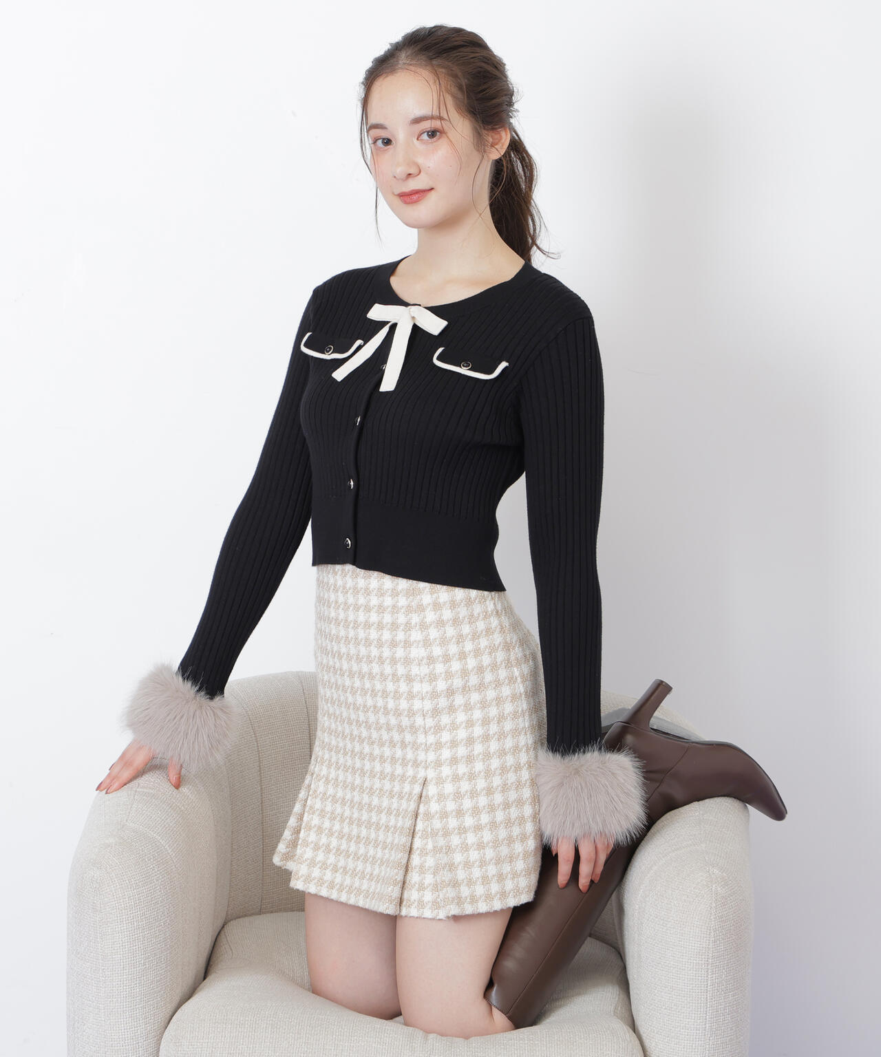 千鳥ツイードタイトミニスカート