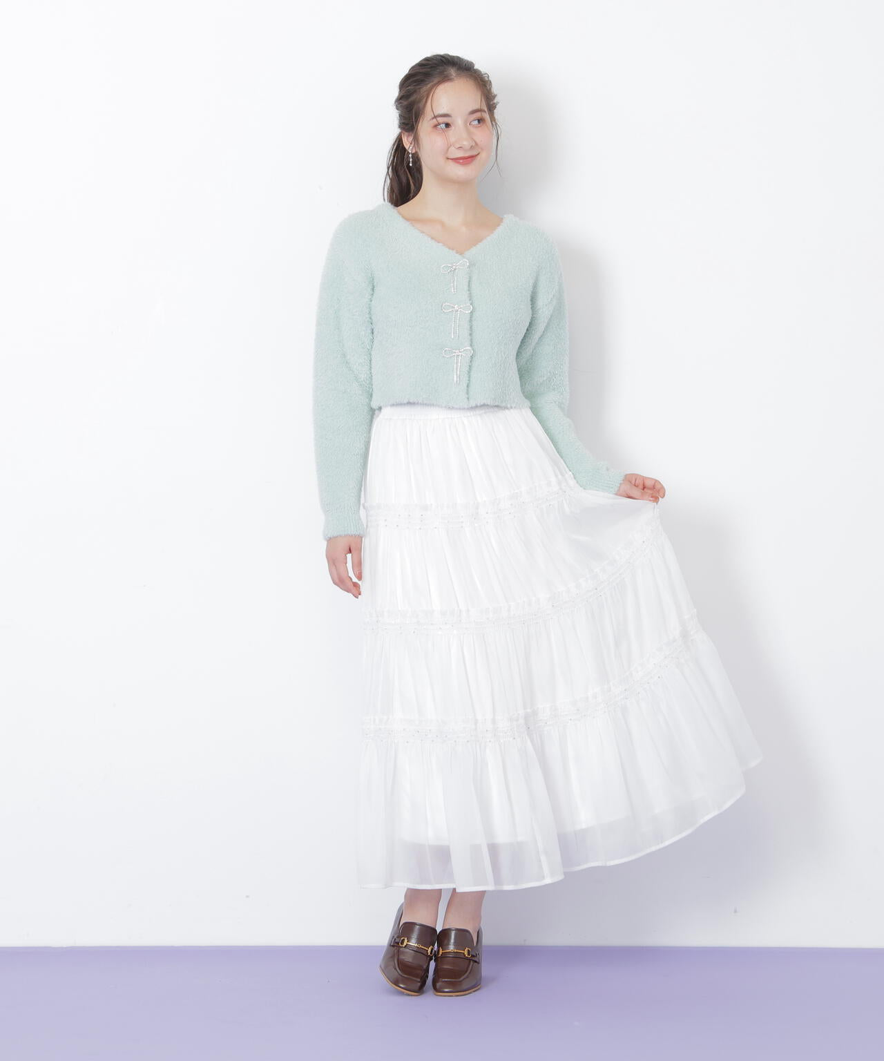 新品✨ YAMADAYA YORT スカート ホワイト 9号 シャイニーティアードスカート | JILL by JILL STUART（ジル バイ ジル