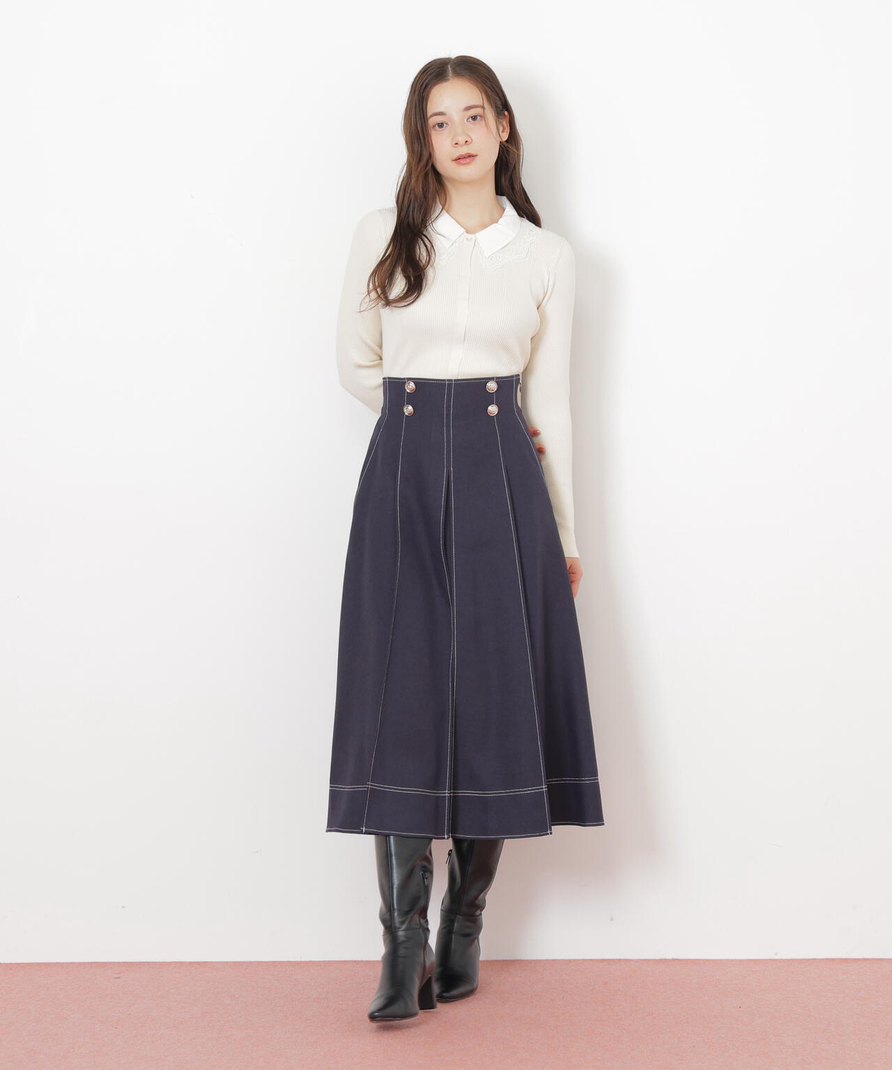 フロント釦配色ステッチスカート | JILL by JILL STUART（ジル バイ