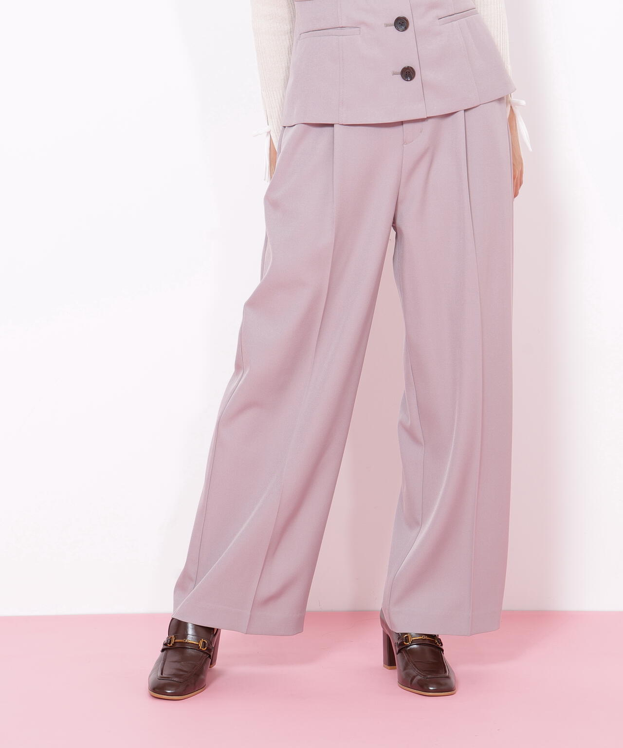 ＜セットアップ対応＞ベーシックツイルビットベルトパンツ