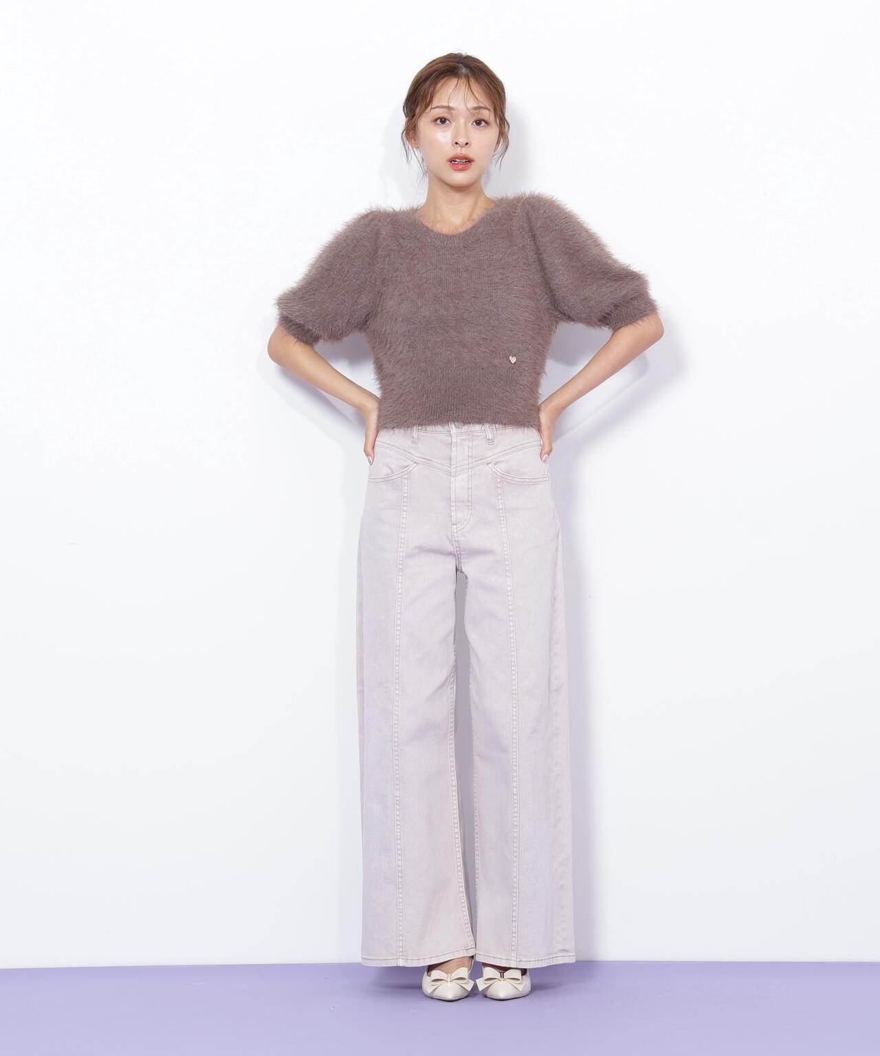 切替えデザインデニムパンツ