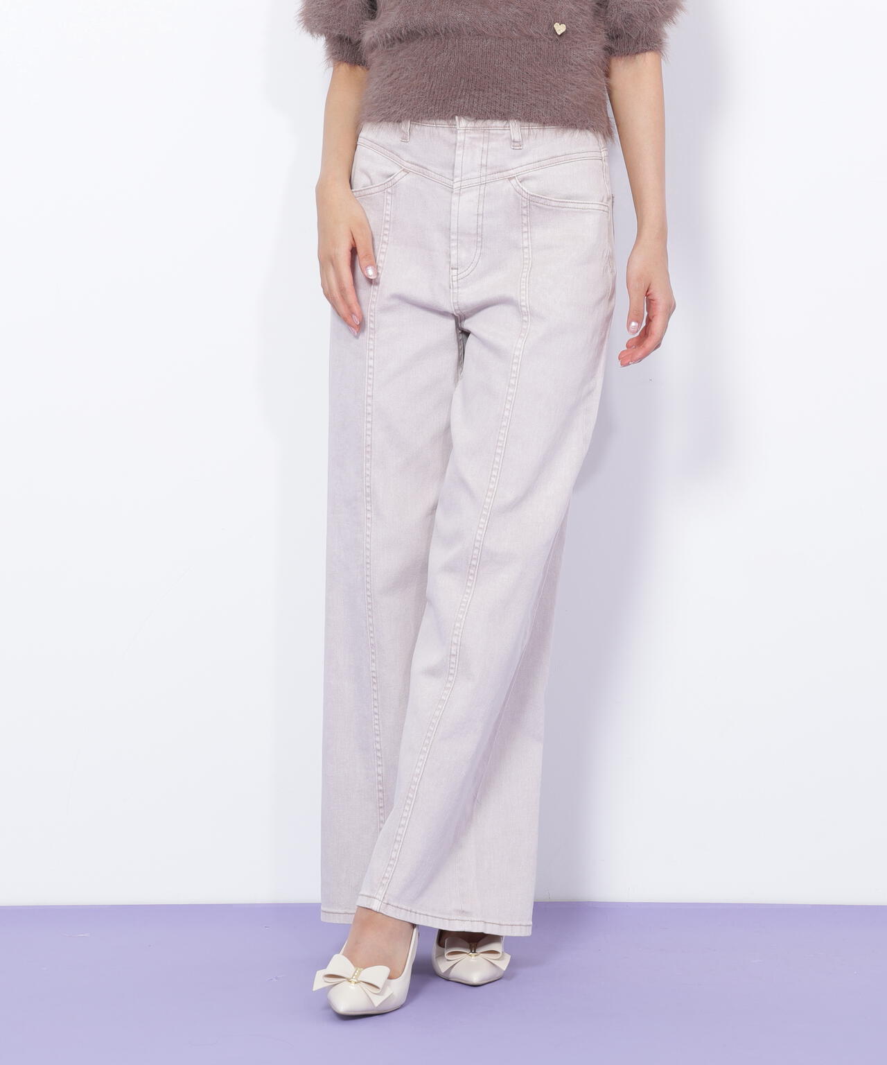 切替えデザインデニムパンツ