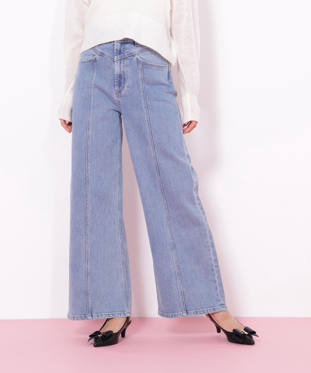 切替えデザインデニムパンツ