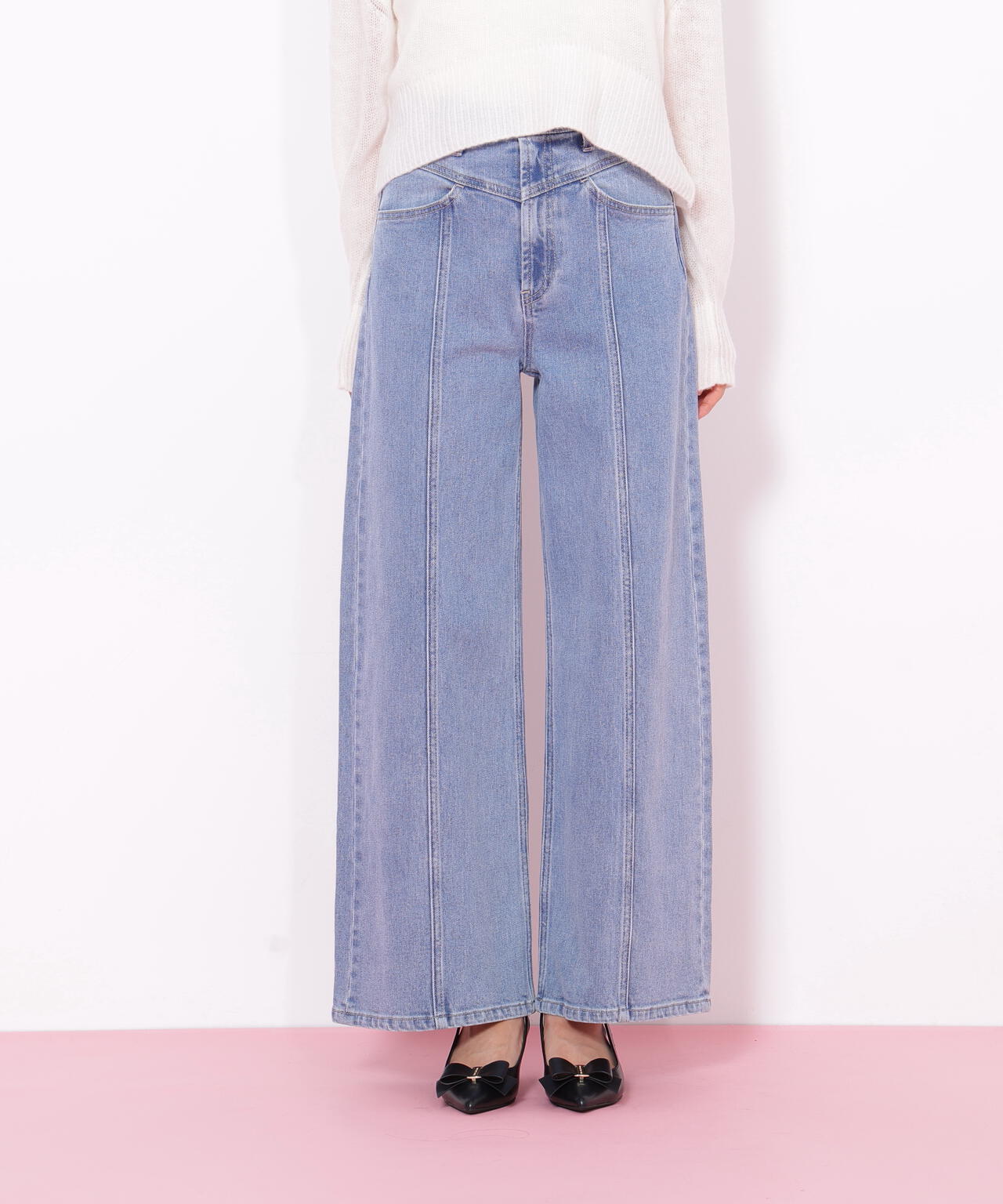 切替えデザインデニムパンツ