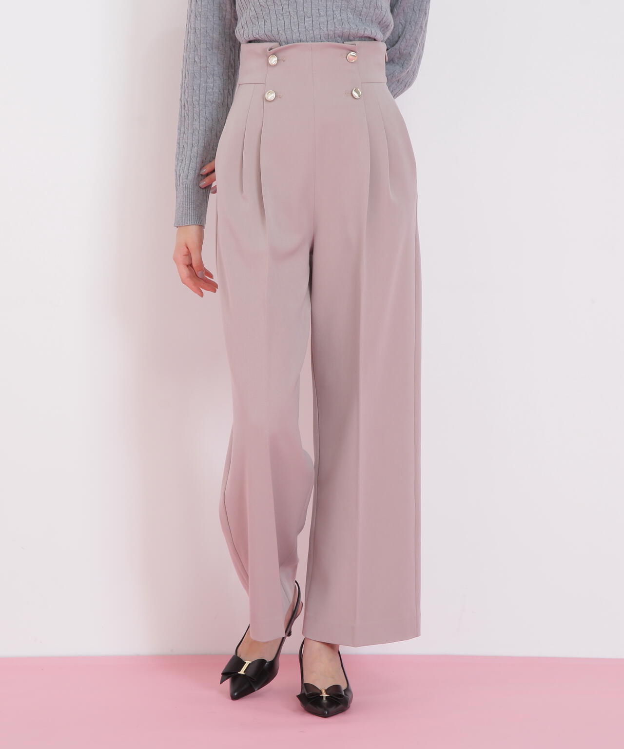 メタル釦ストレートイージーパンツ