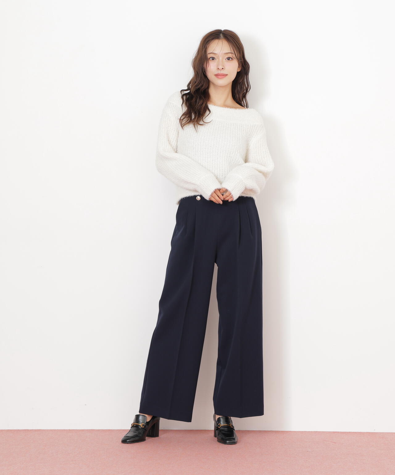 メタル釦ストレートイージーパンツ